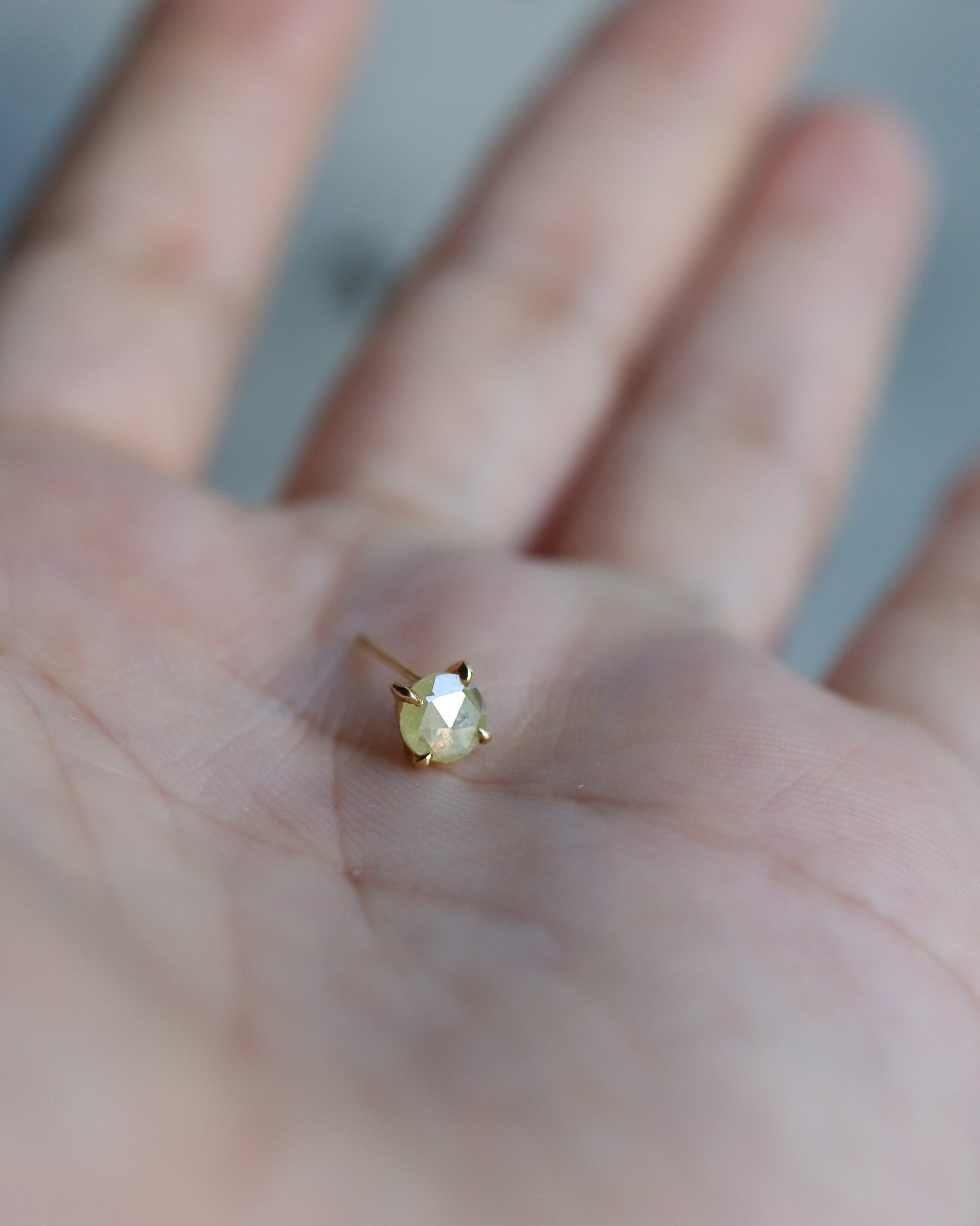 Prong Pierced Earring - Natural Yellow Diamond -