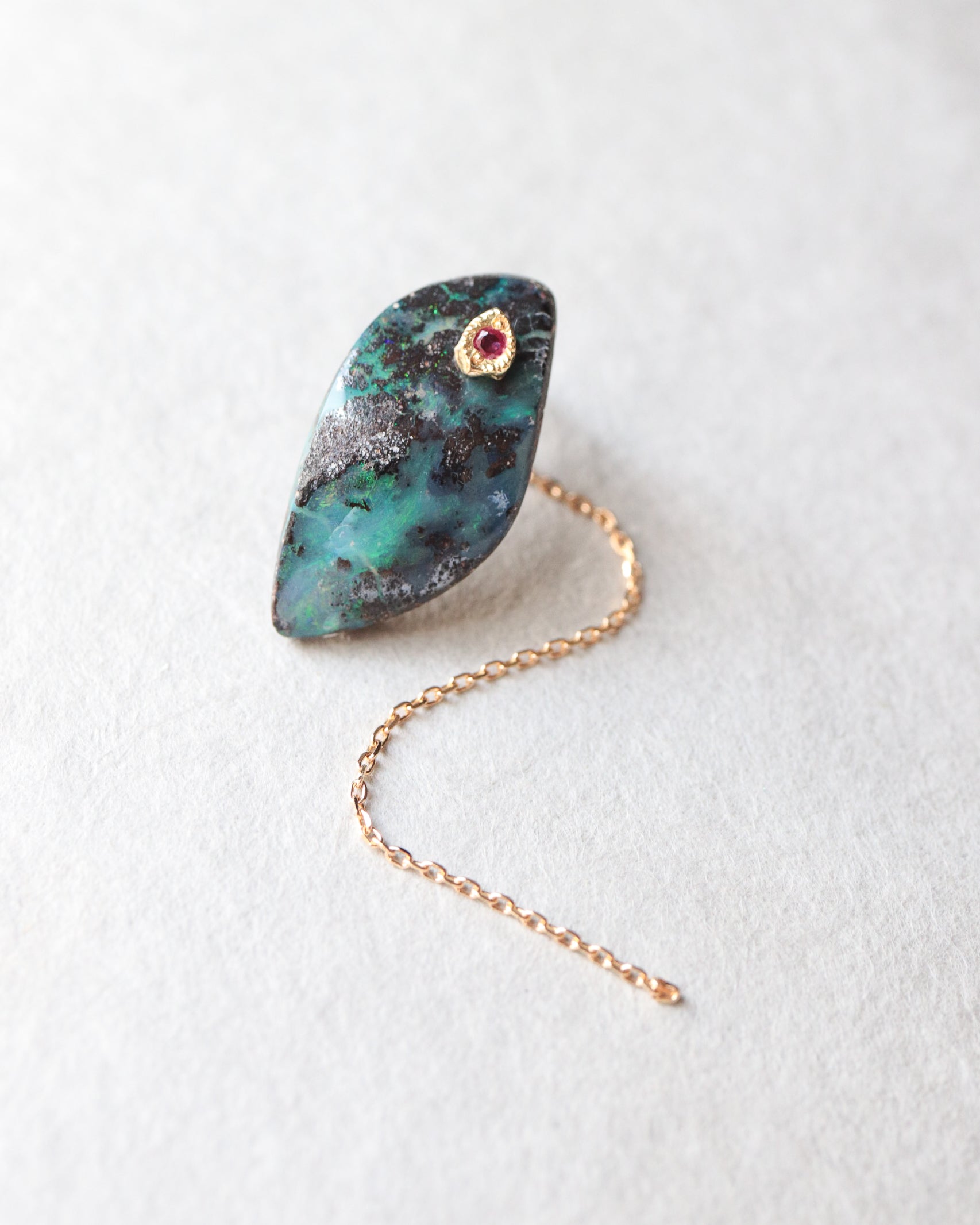 Flat Pierced Earring - Boulder Opal
