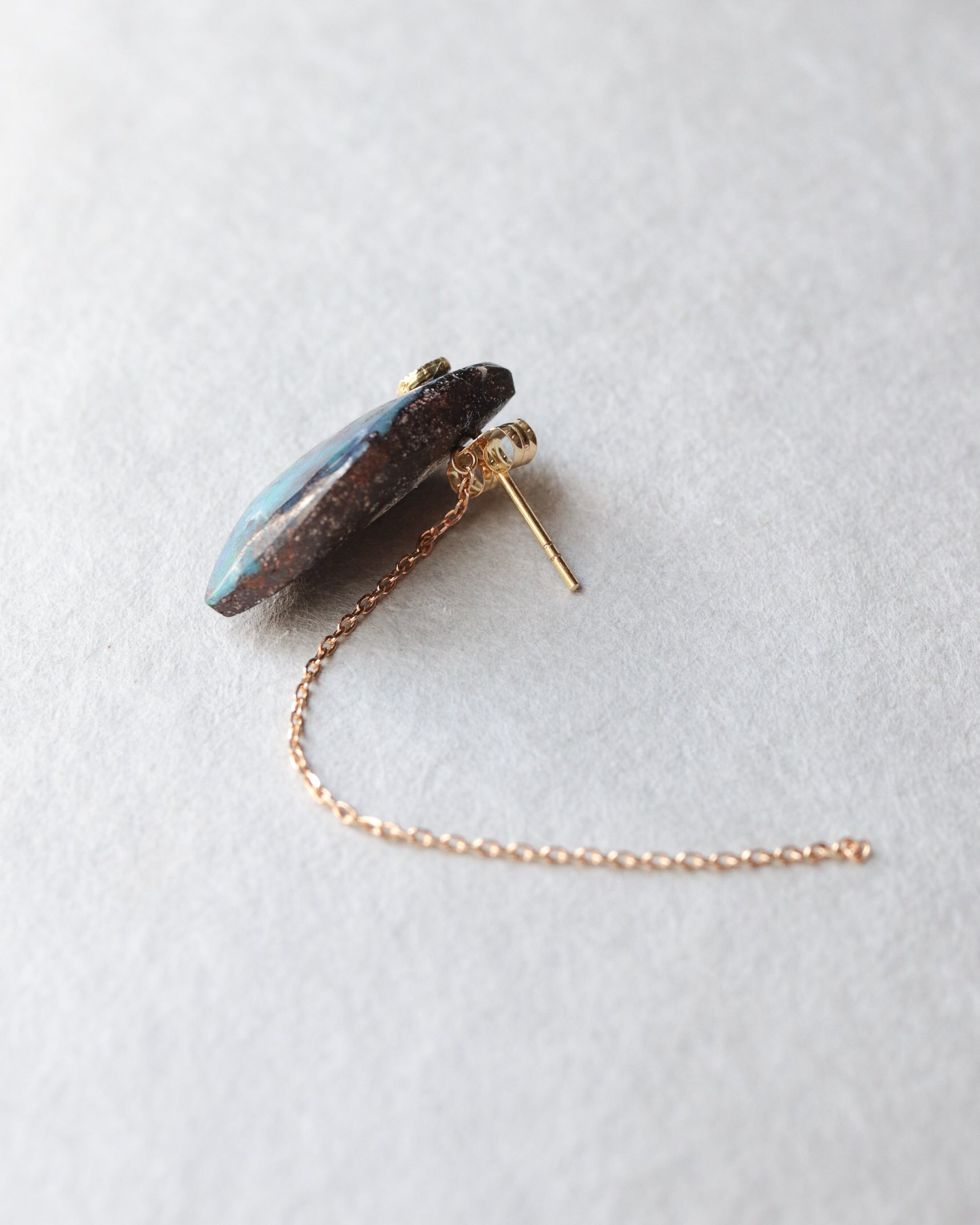 Flat Pierced Earring - Boulder Opal