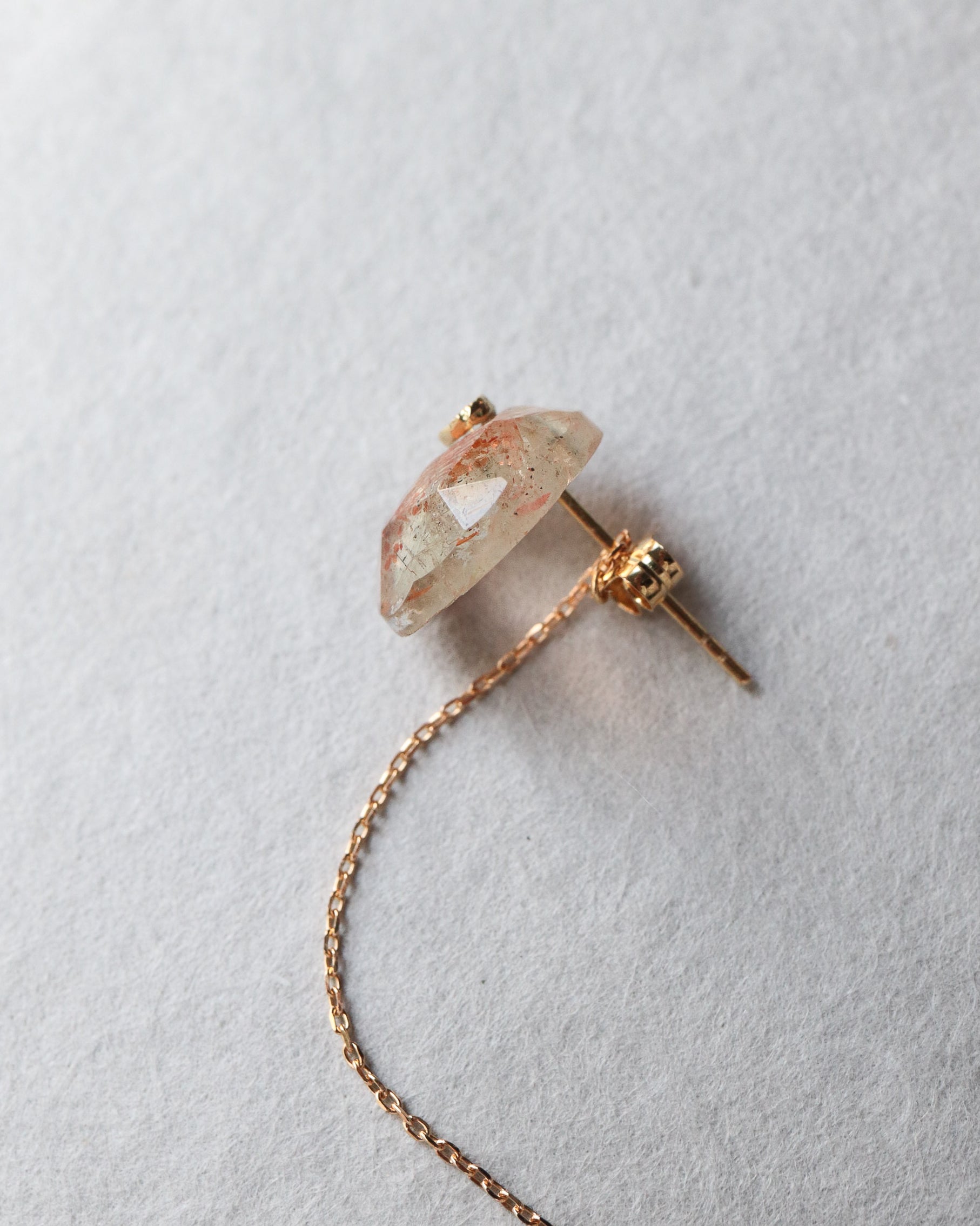 Flat Pierced Earring - Sun Stone -