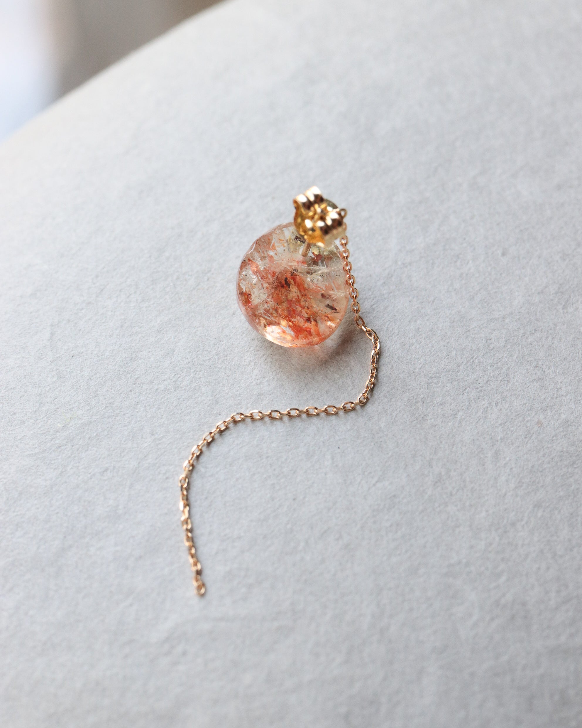 Flat Pierced Earrings - Sun Stone -