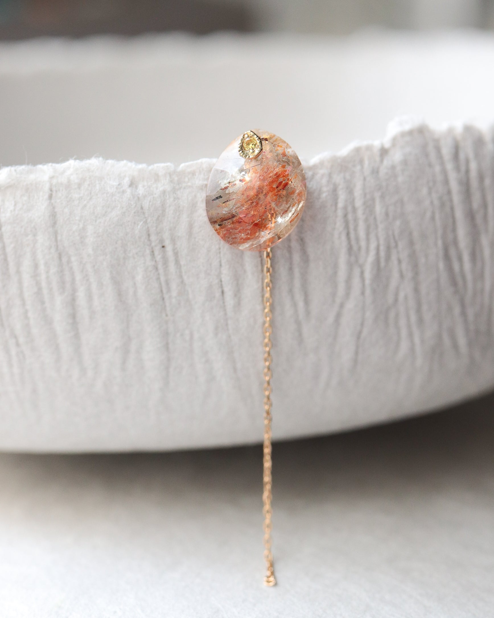 Flat Pierced Earrings - Sun Stone -