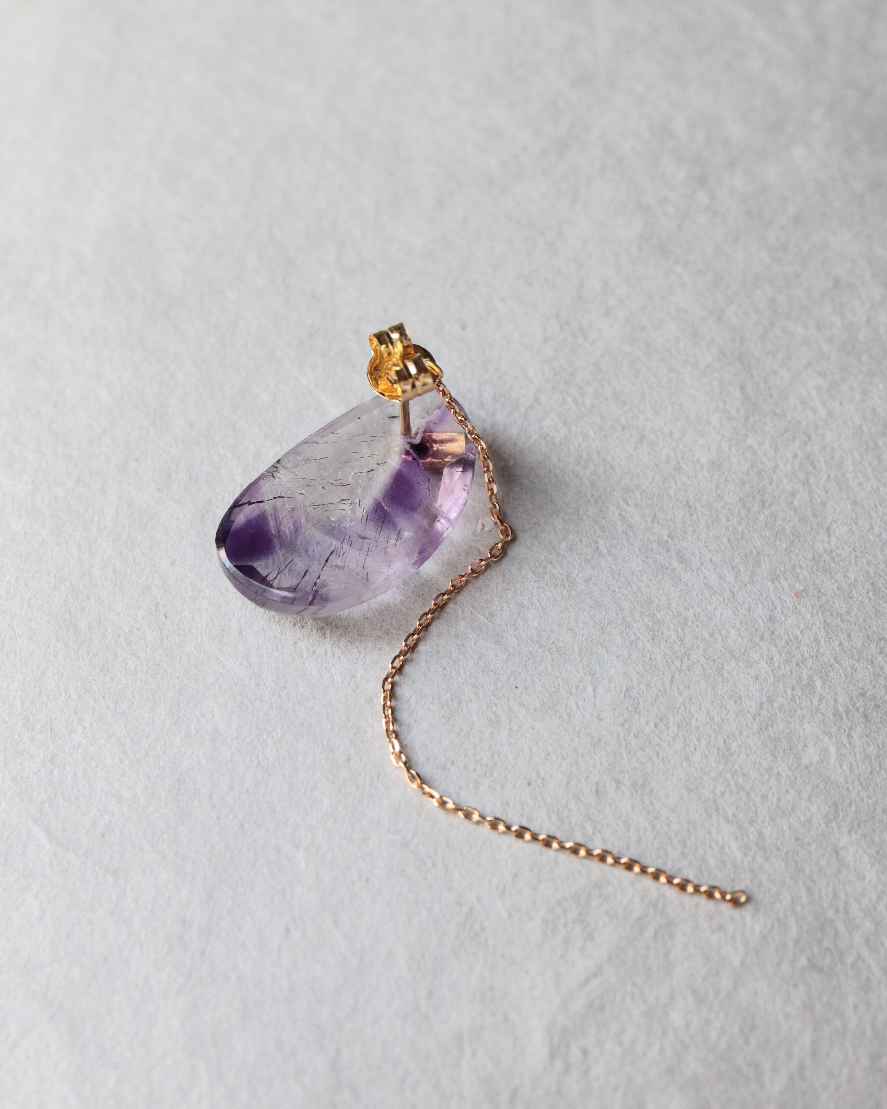 Flat Pierced Earring - Bicolor Amethyst -