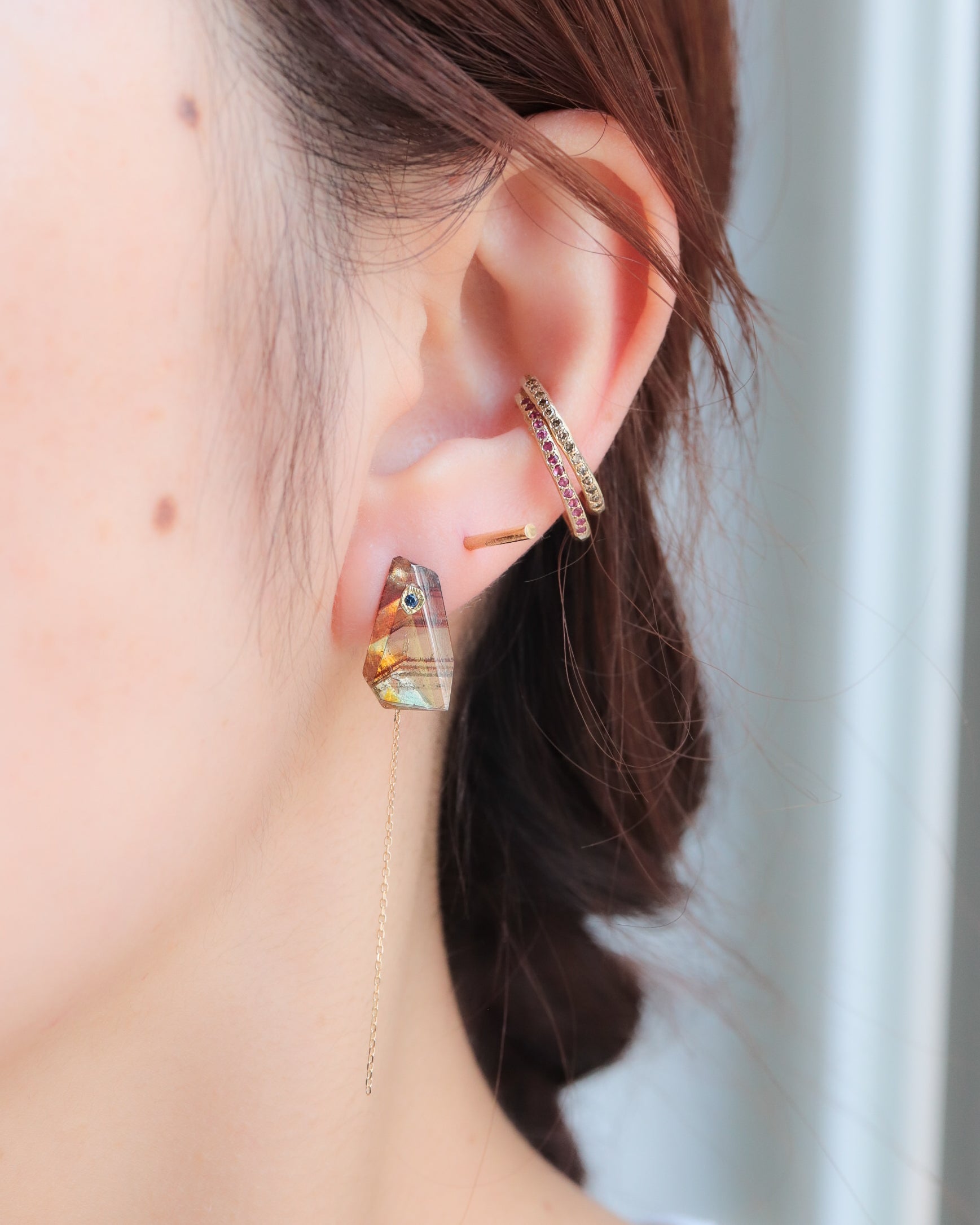 Flat Pierced Earring - Sphalerite -