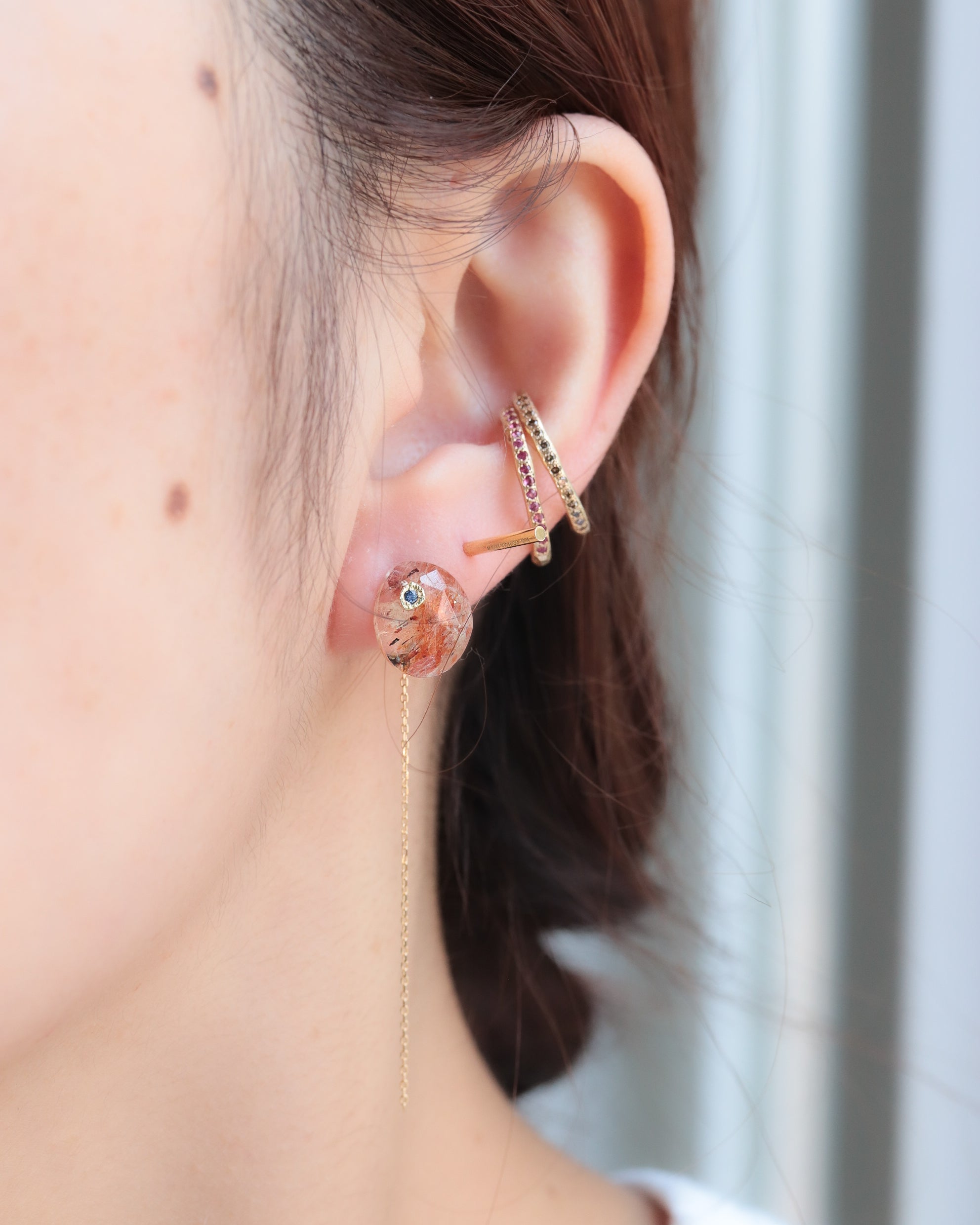 Flat Pierced Earrings - Sun Stone -