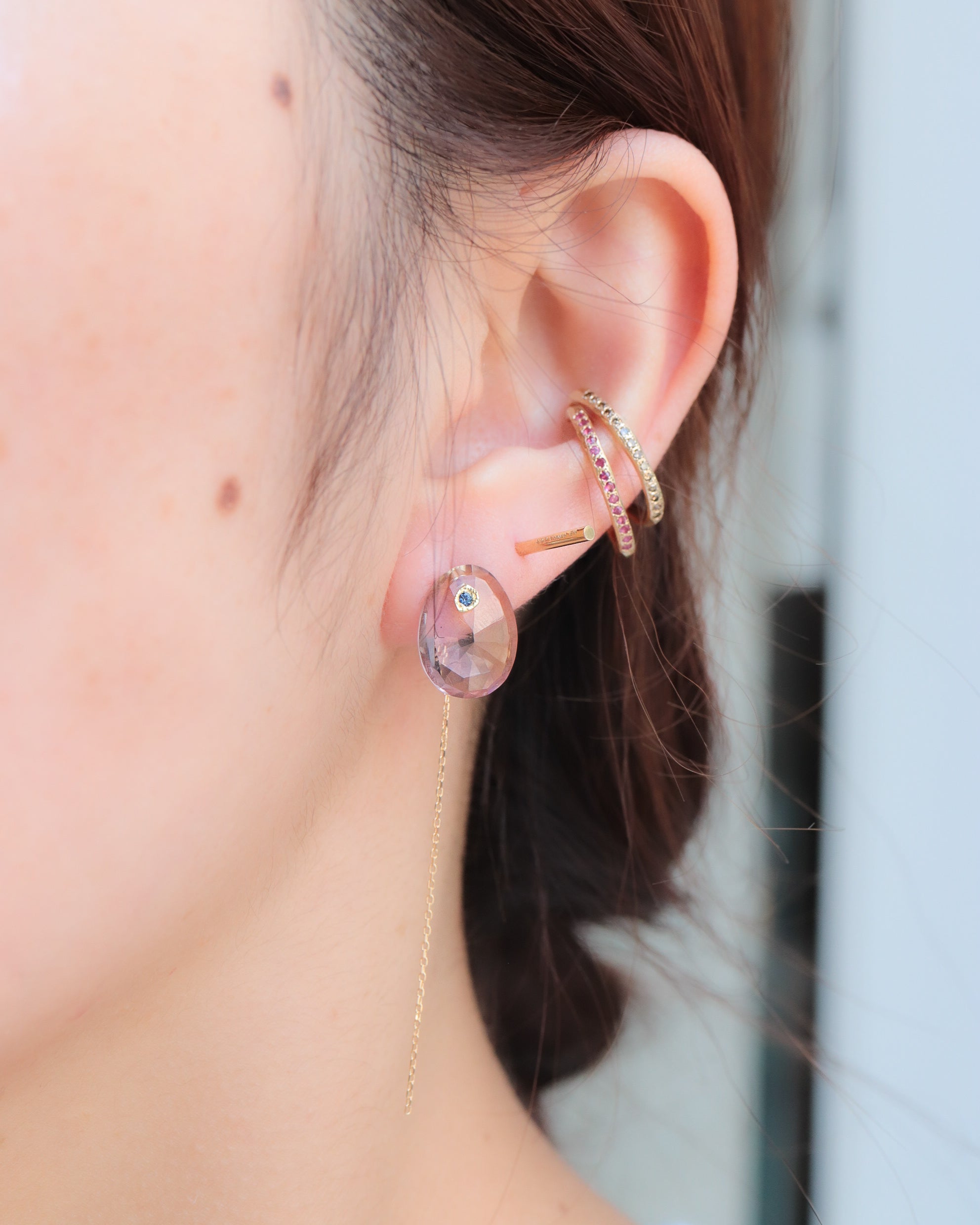 Flat Pierced Earring - Ametrine -