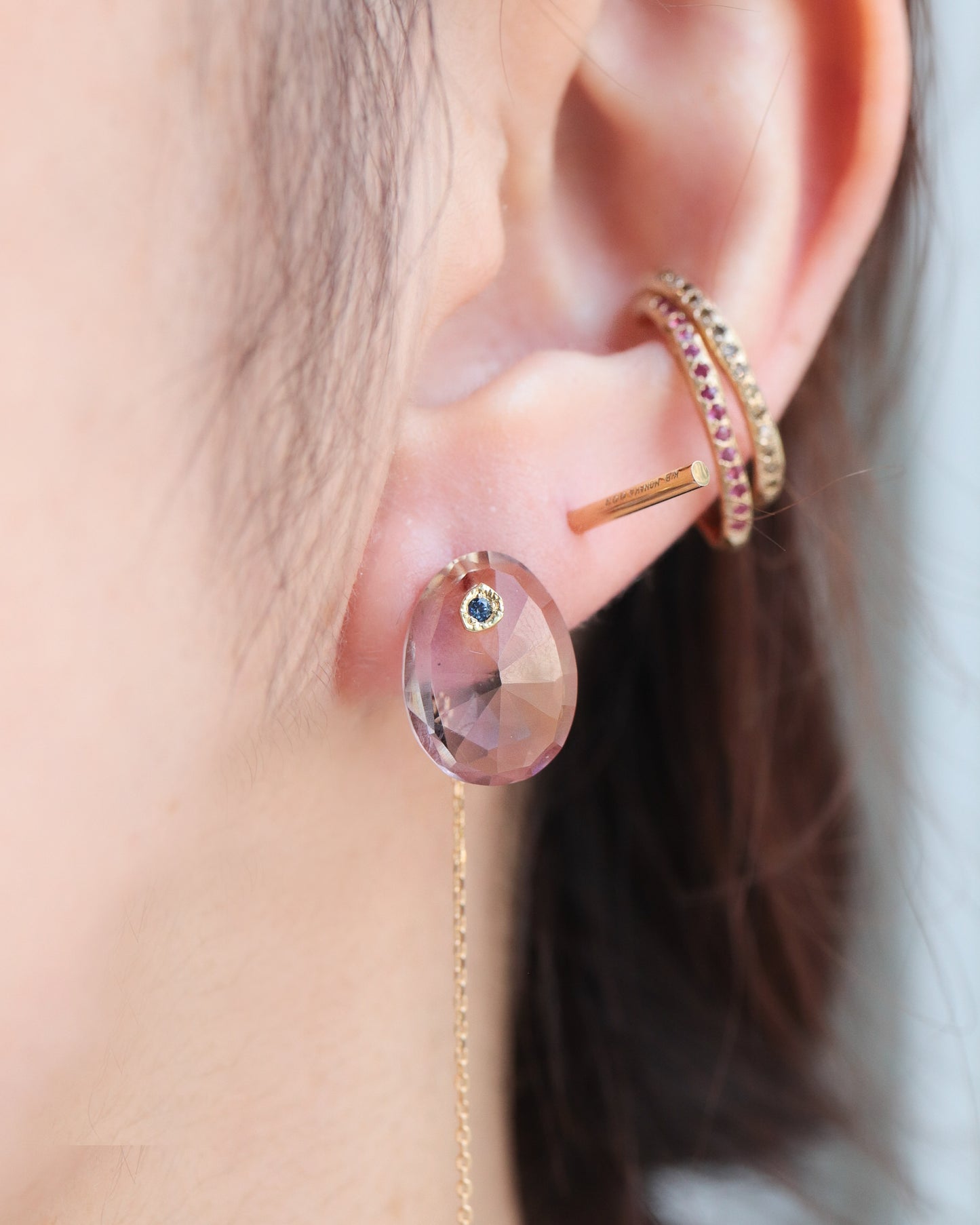 Flat Pierced Earring - Ametrine -