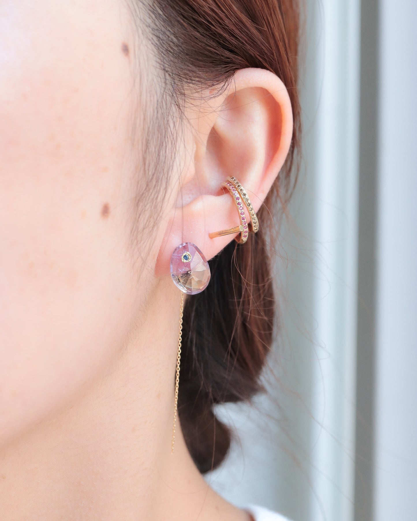 Flat Pierced Earring - Ametrine -