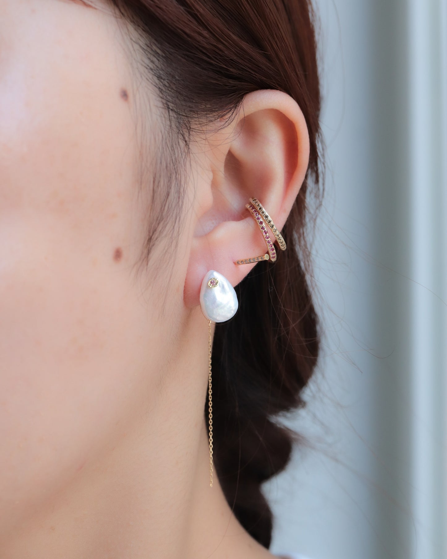 Flat Pierced Earring - Keshi Pearl -