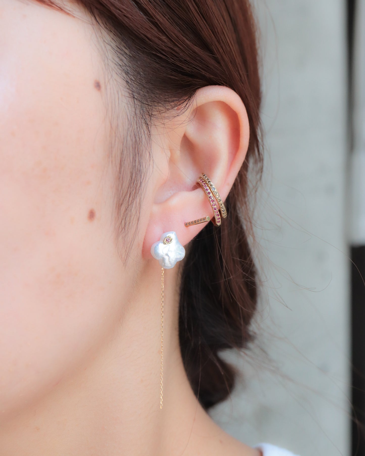 Flat Pierced Earring - Keshi Pearl -