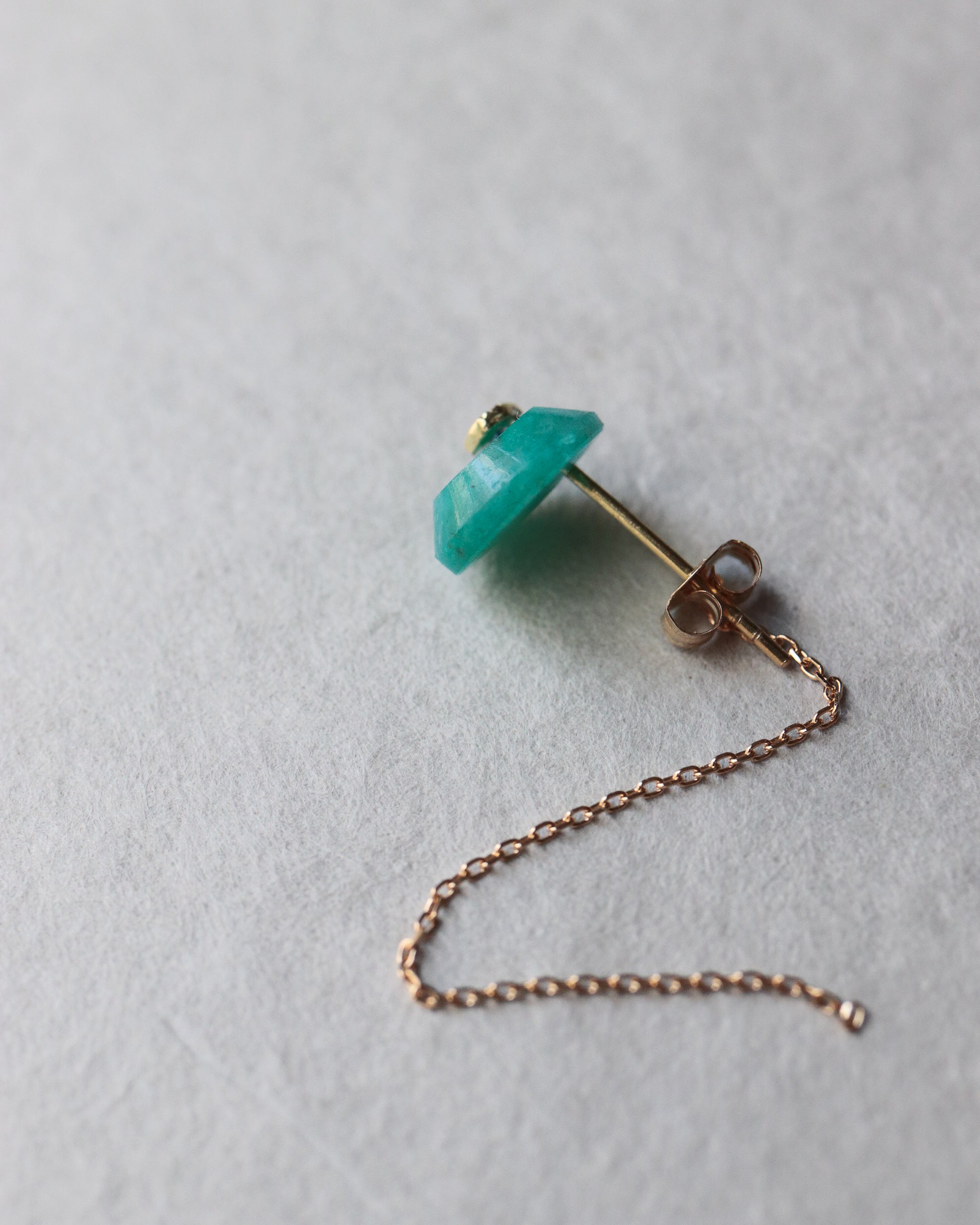 Flat Pierced Earring - Amazonite -