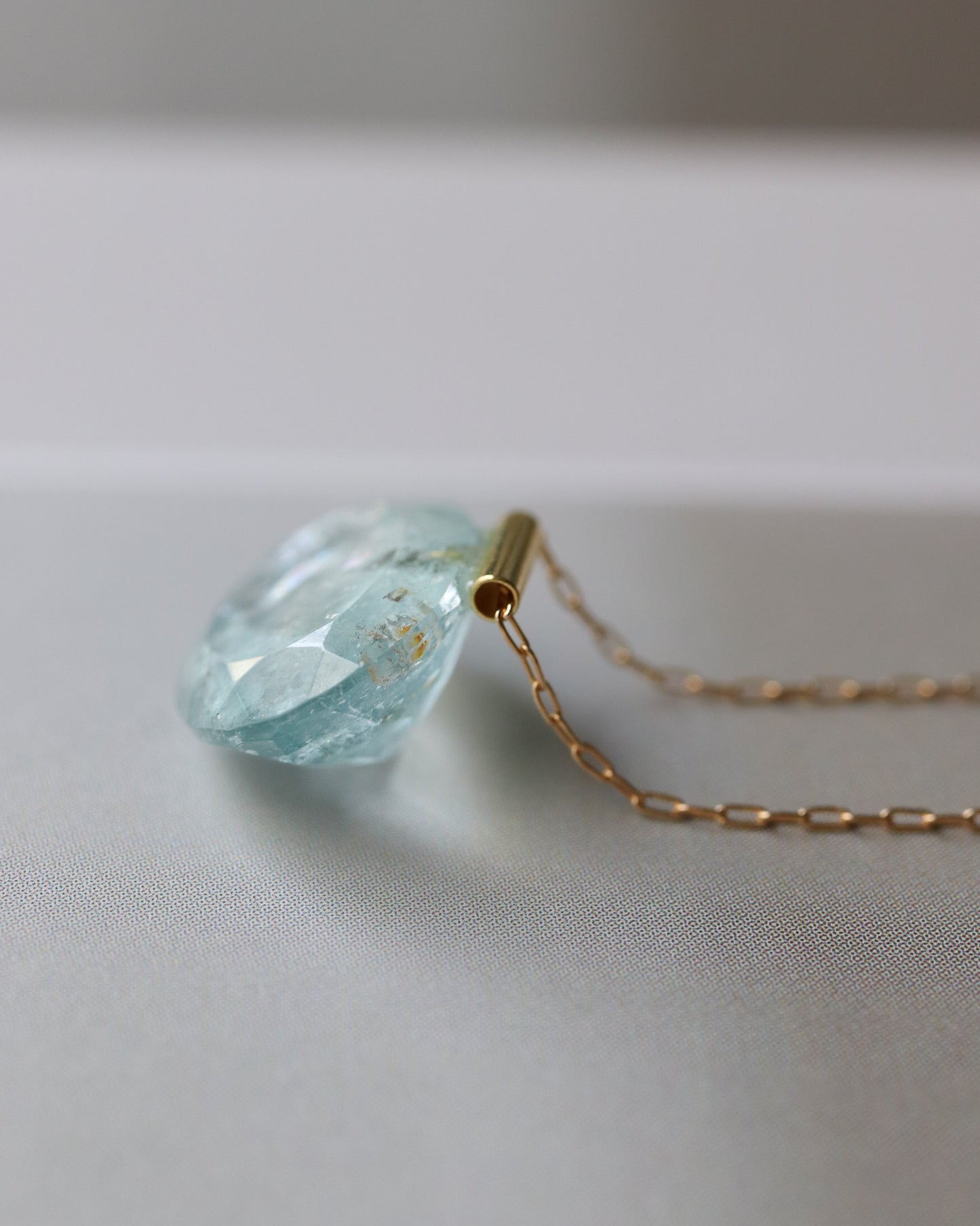 Pipe Pierced Earring - Aquamarine -
