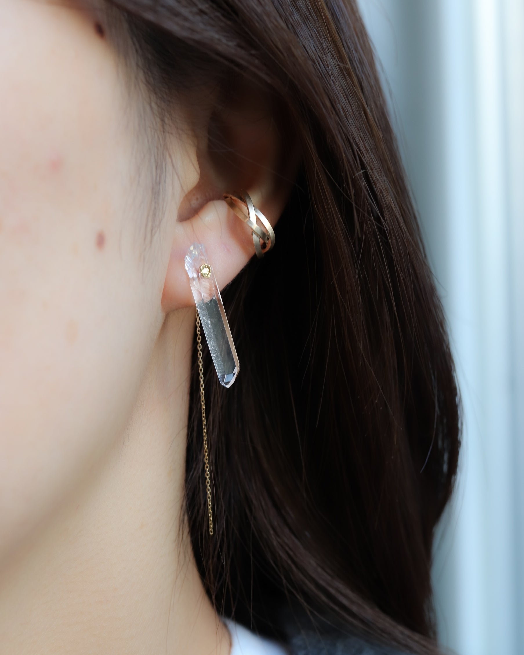Flat Pierced Earrings - Diamond Quartz -