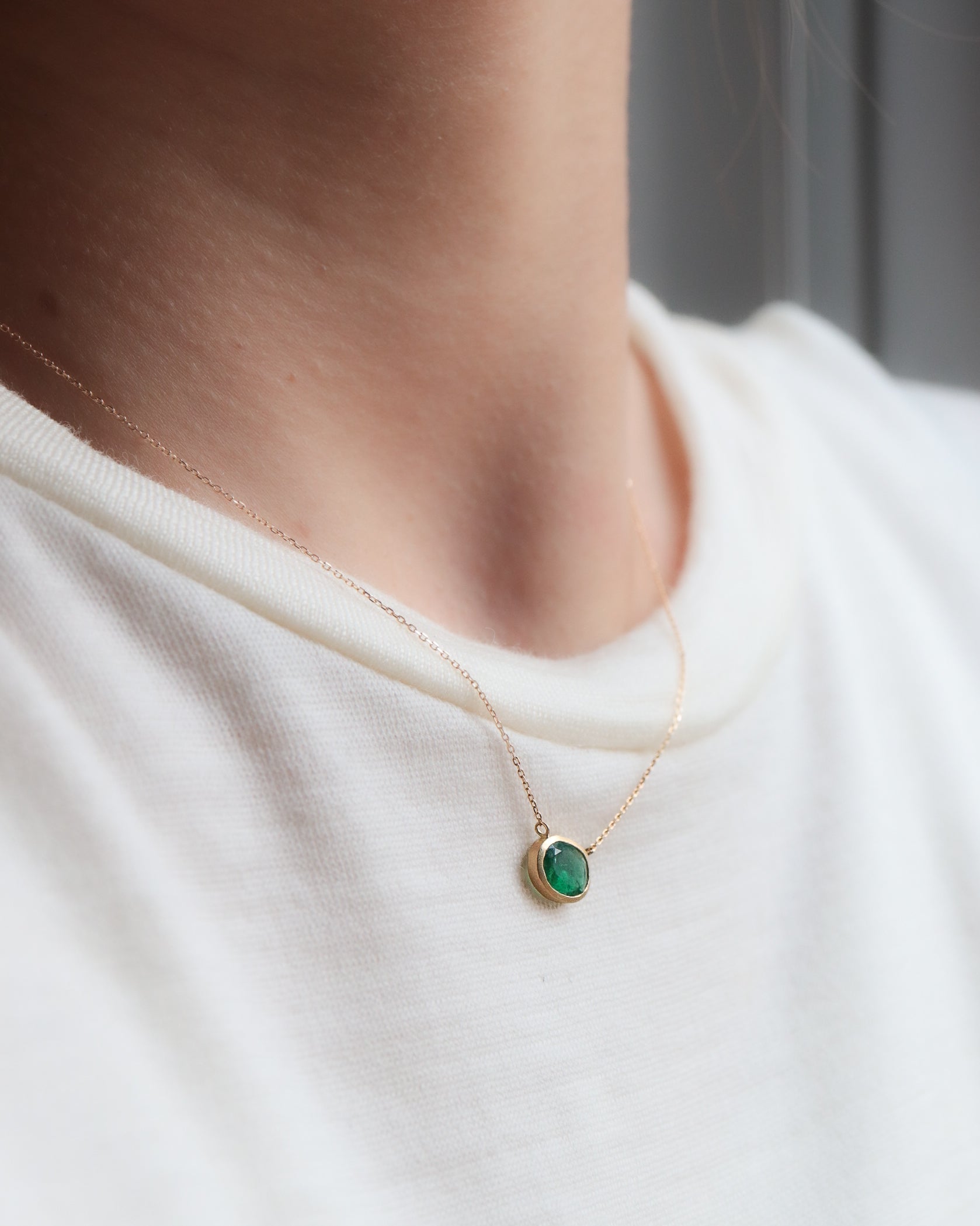 Collet Necklace - Emerald -