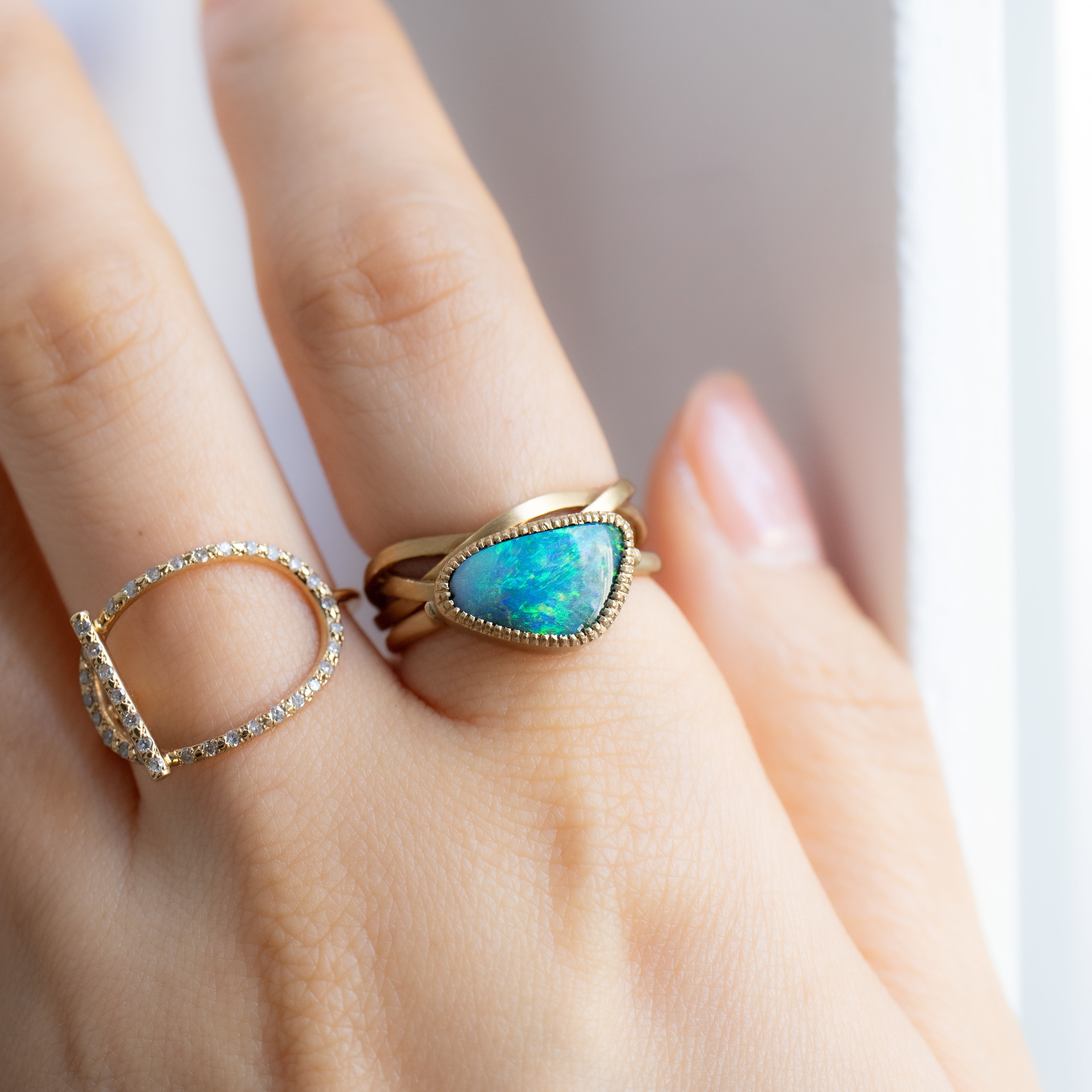 Milgrain Ring - Boulder Opal -