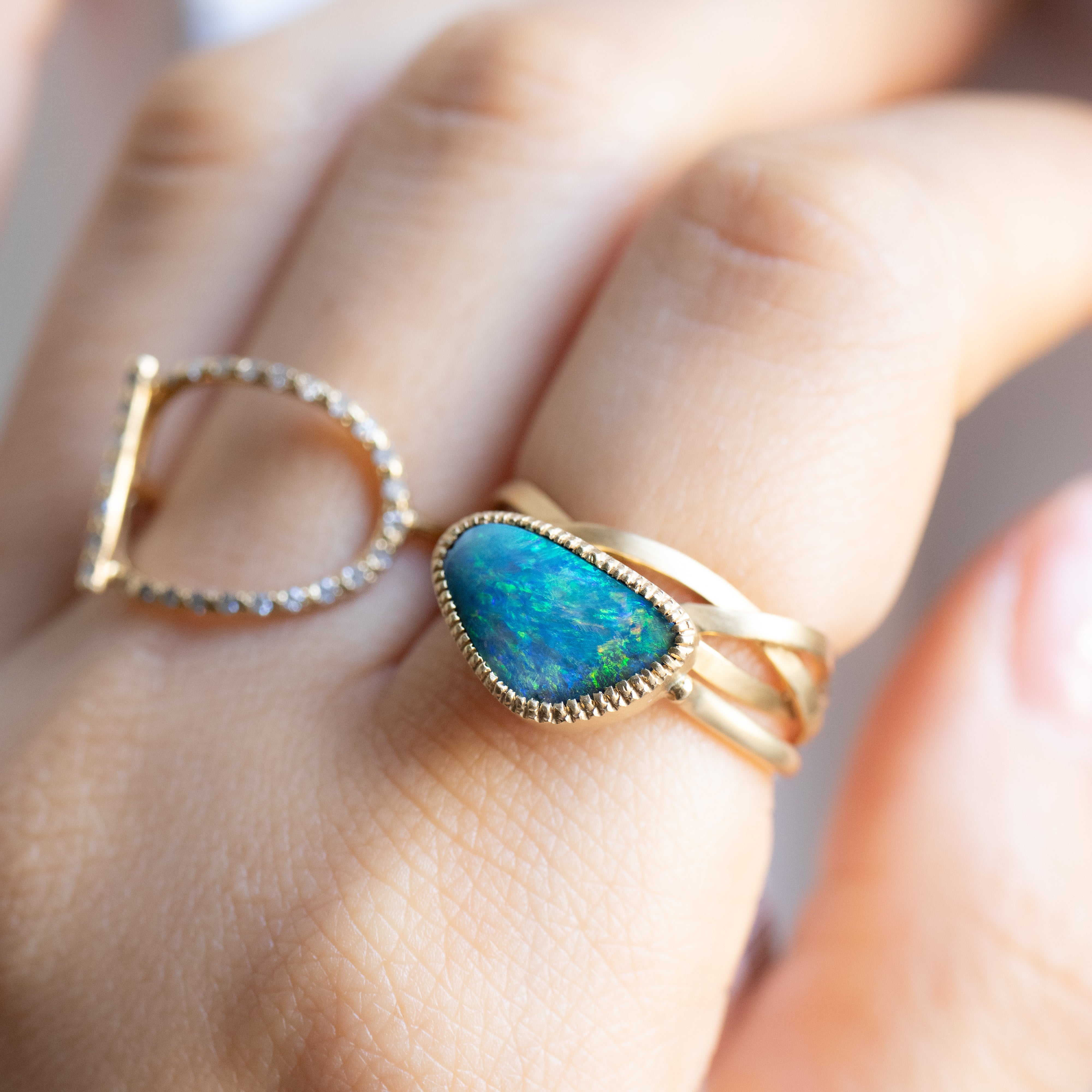 Milgrain Ring - Boulder Opal -