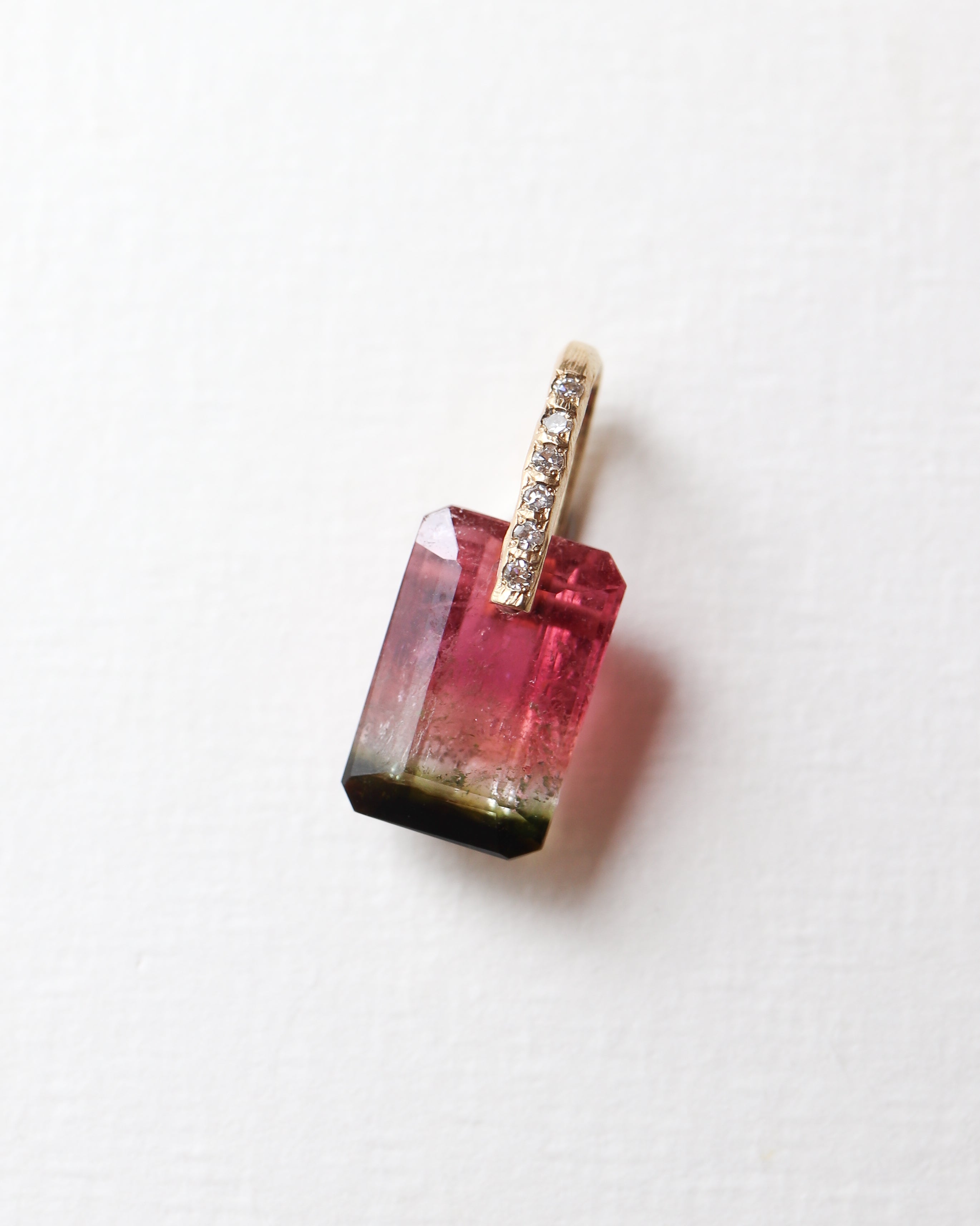 Hibiki Stone Necklace - Bicolor Tourmaline / Diamond -