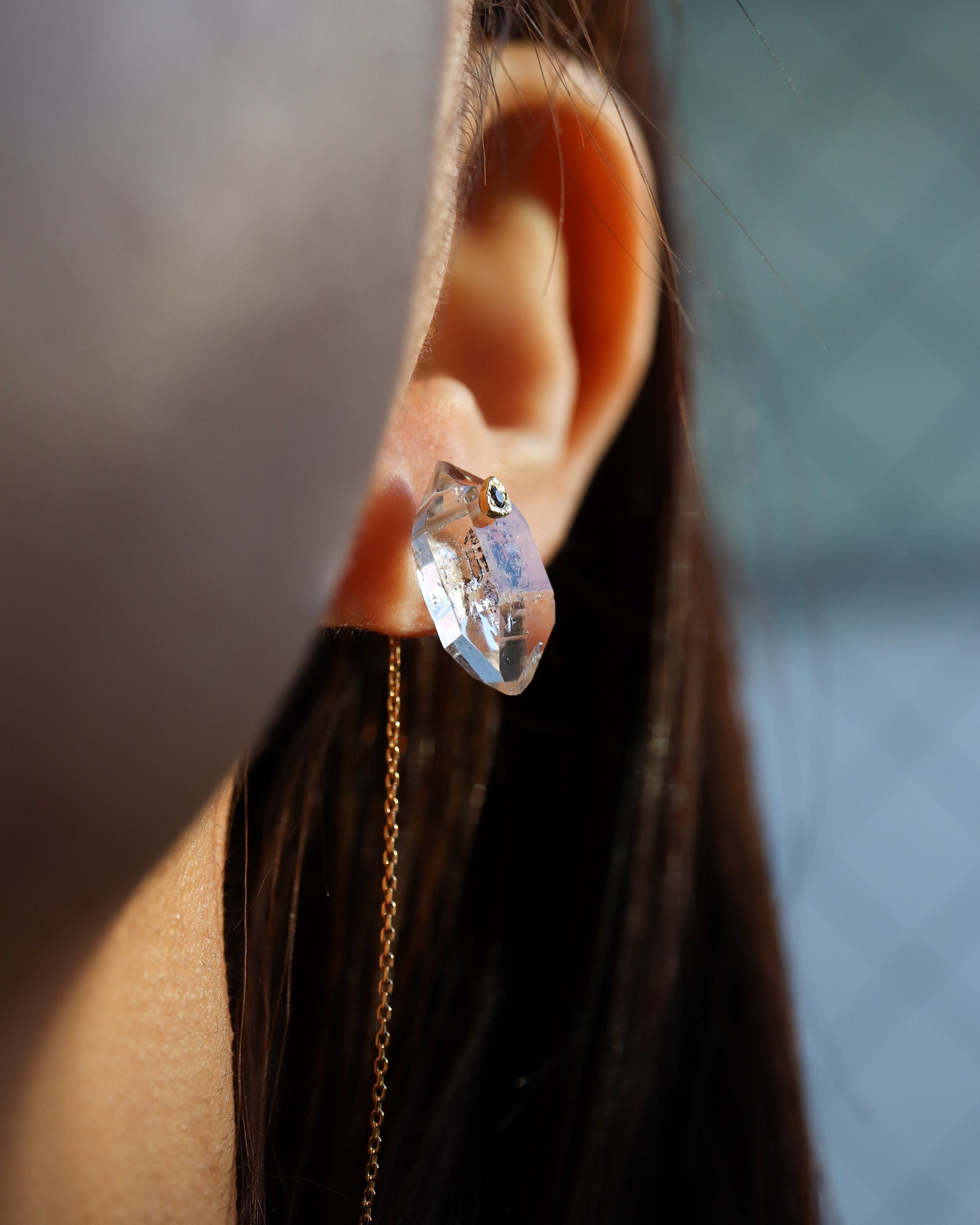 Flat Pierced Earrings - Diamond Quartz -