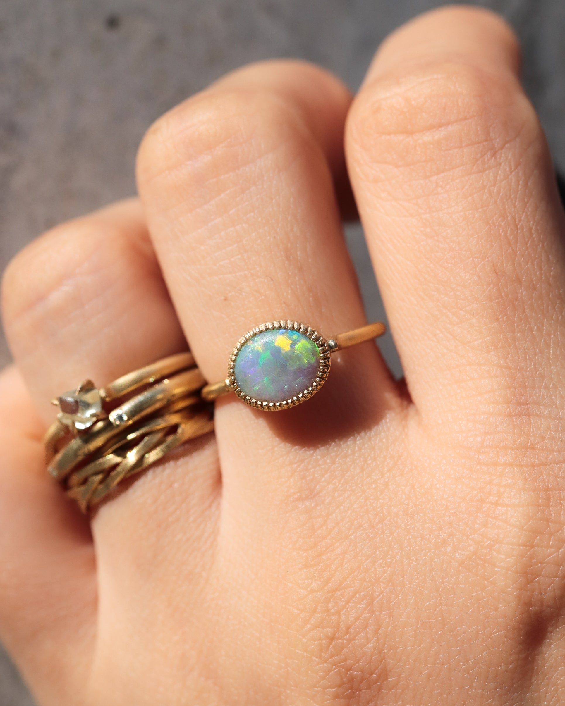 Milgrain Ring - Opal -