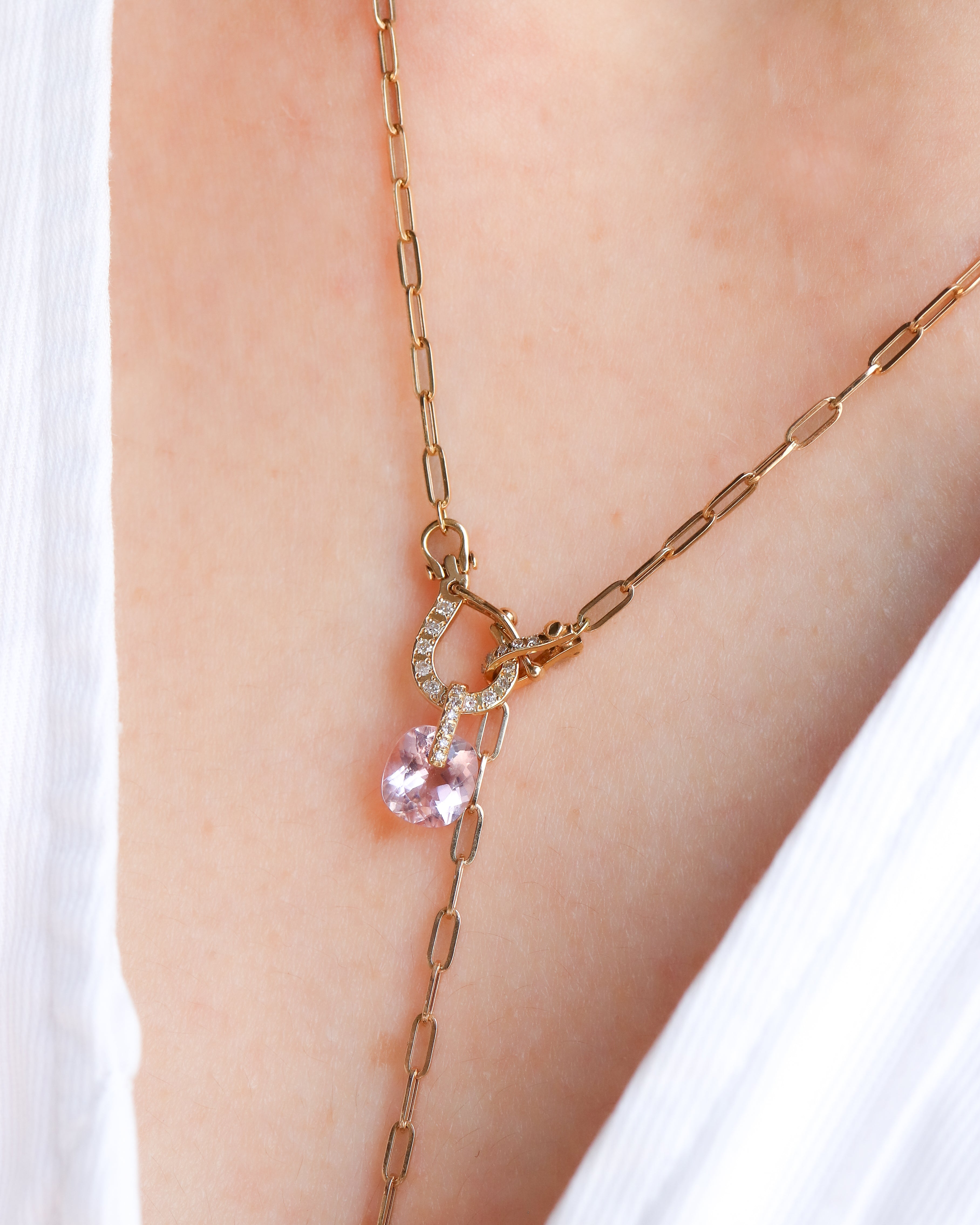 Hibiki Stone Necklace - Morganite -