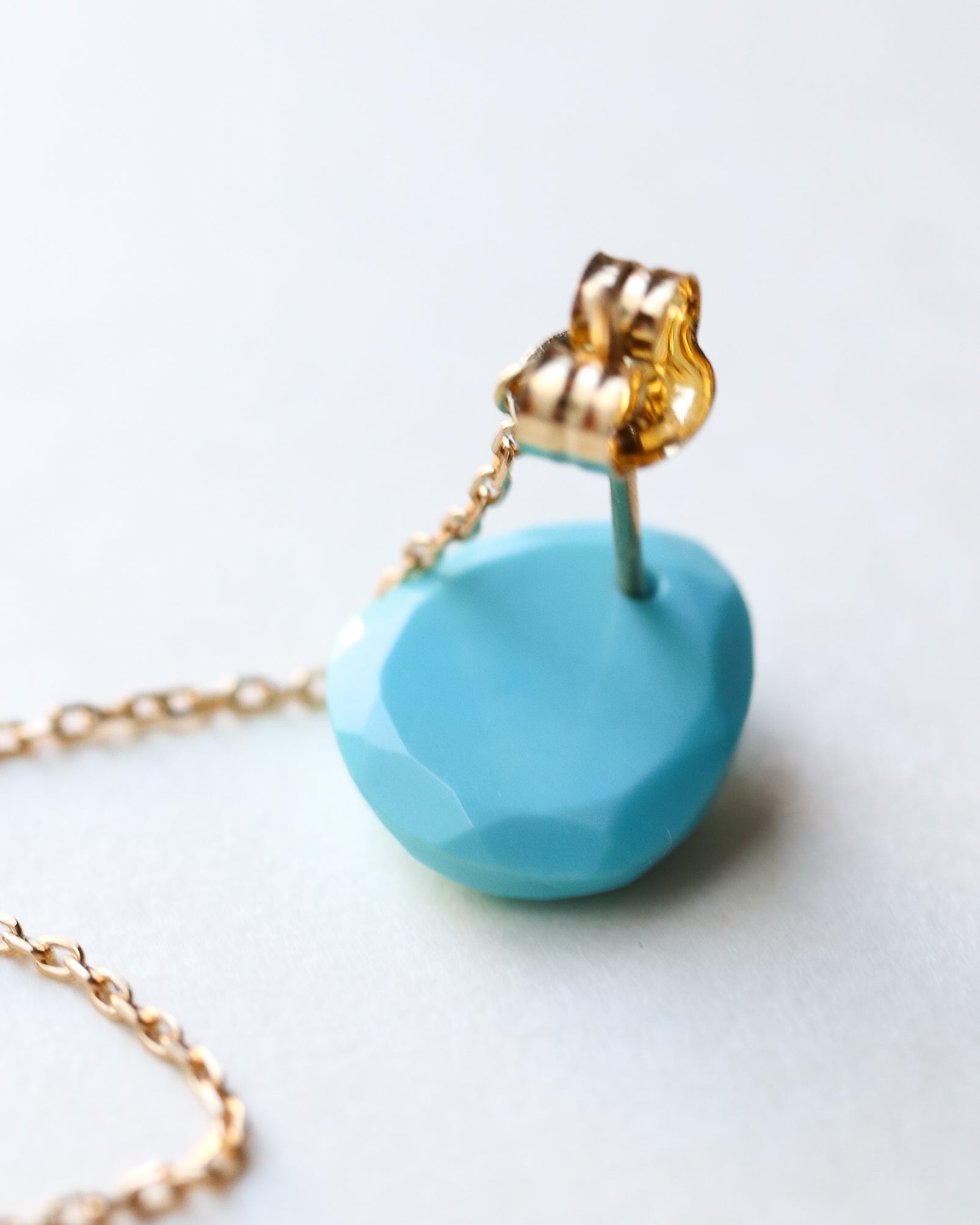 Flat Pierced Earrings - Turquoise -