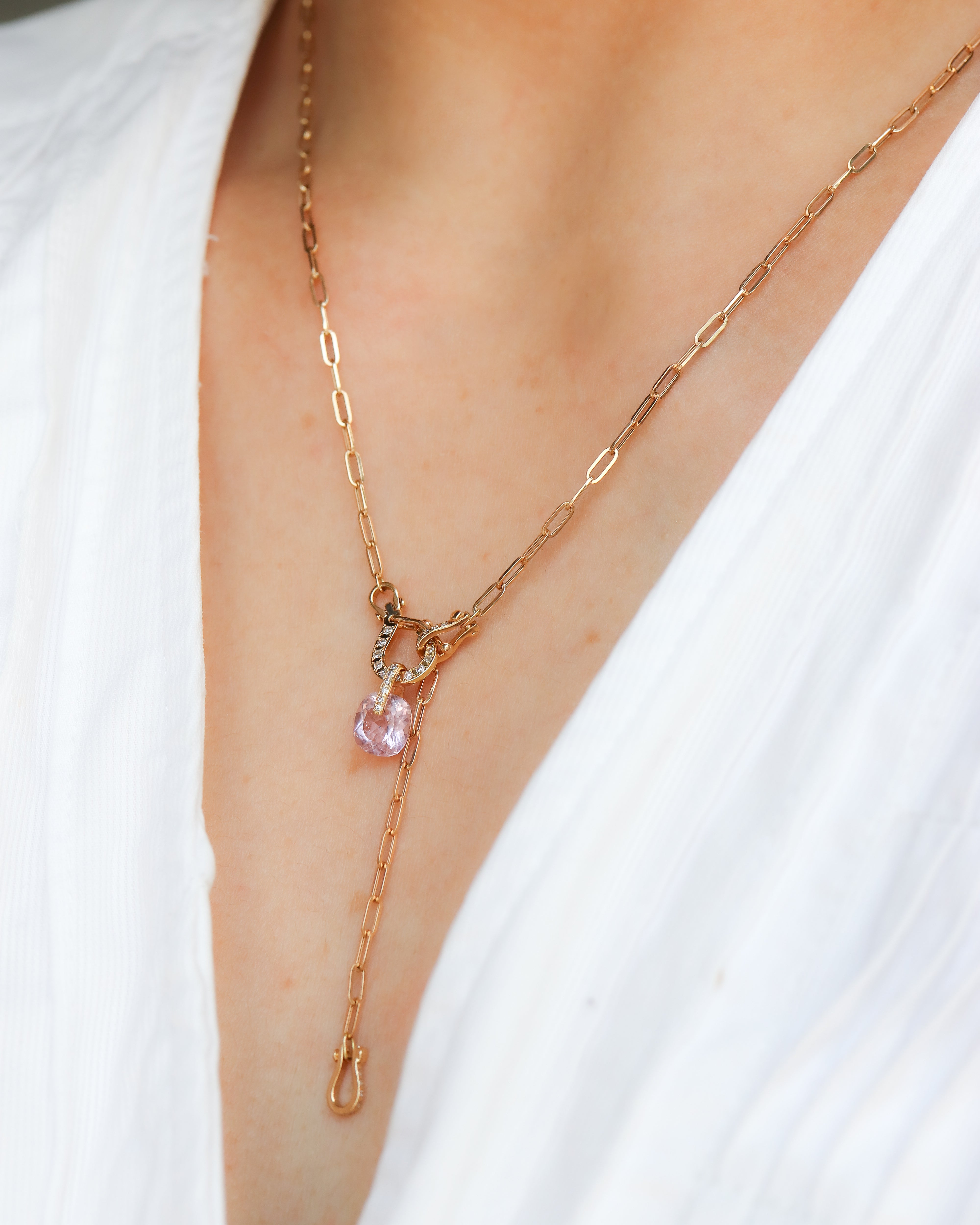Hibiki Stone Necklace - Morganite -