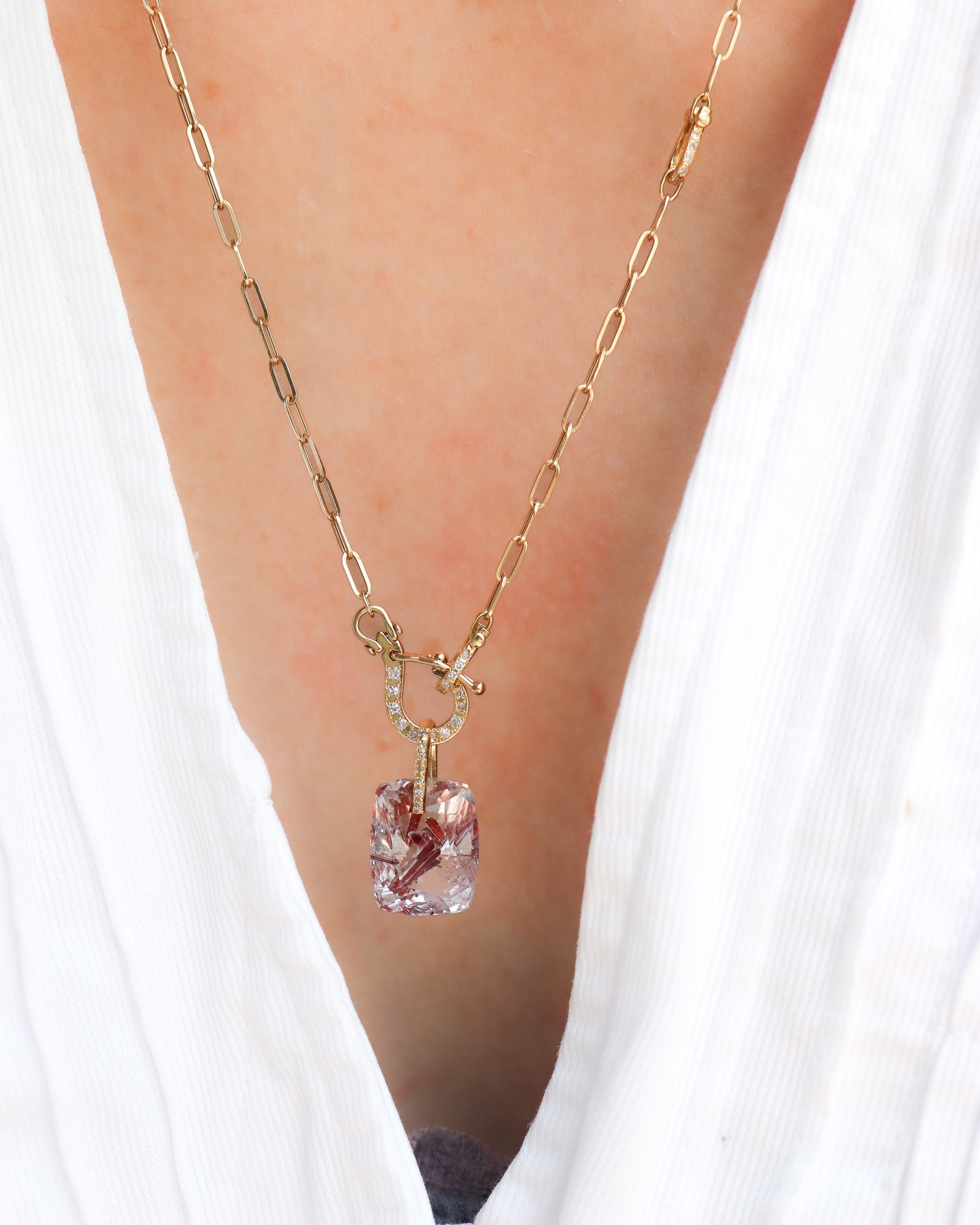 Hibiki Stone Necklace - Red Rutile -