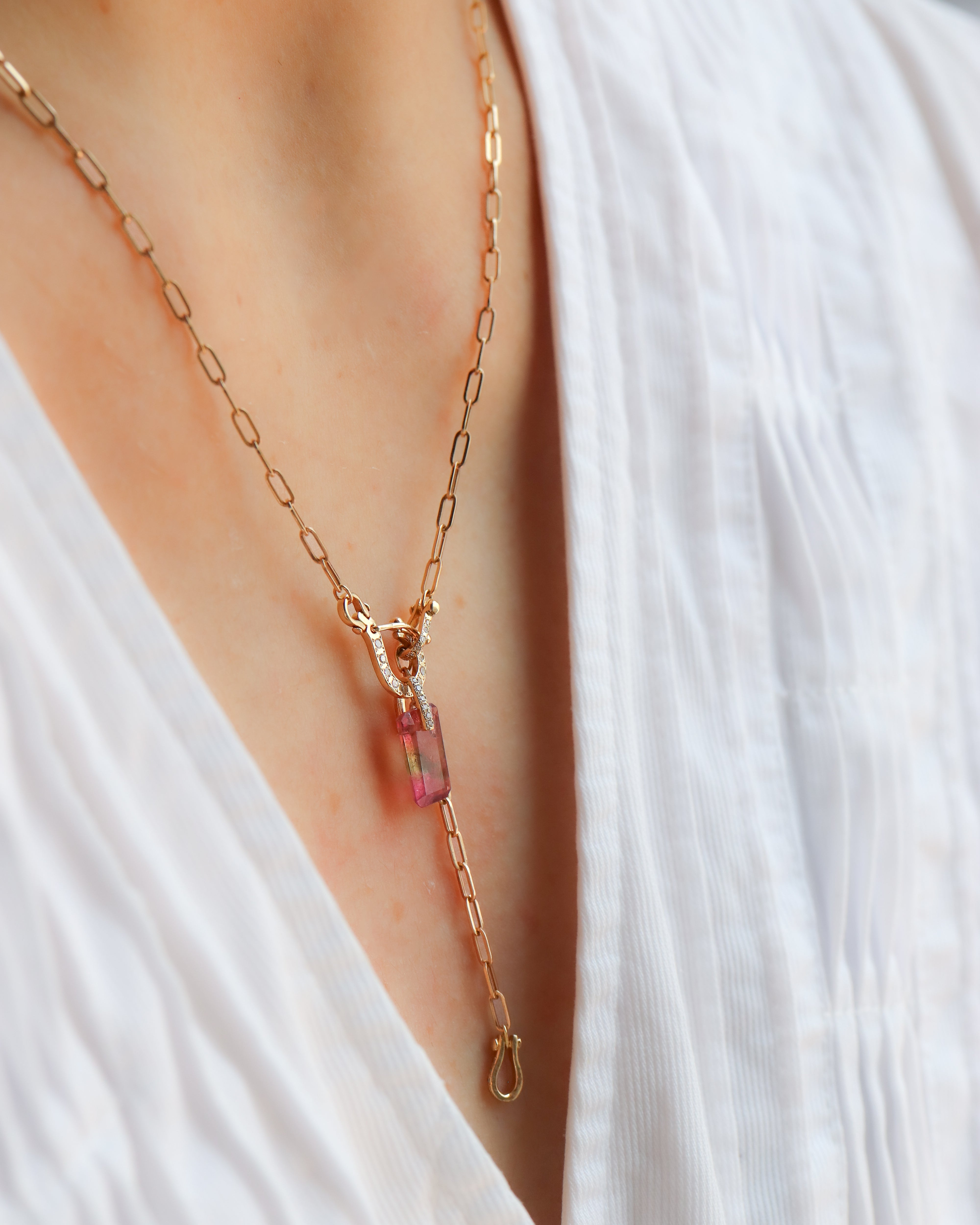 Hibiki Stone Necklace - Bicolor Tourmaline -