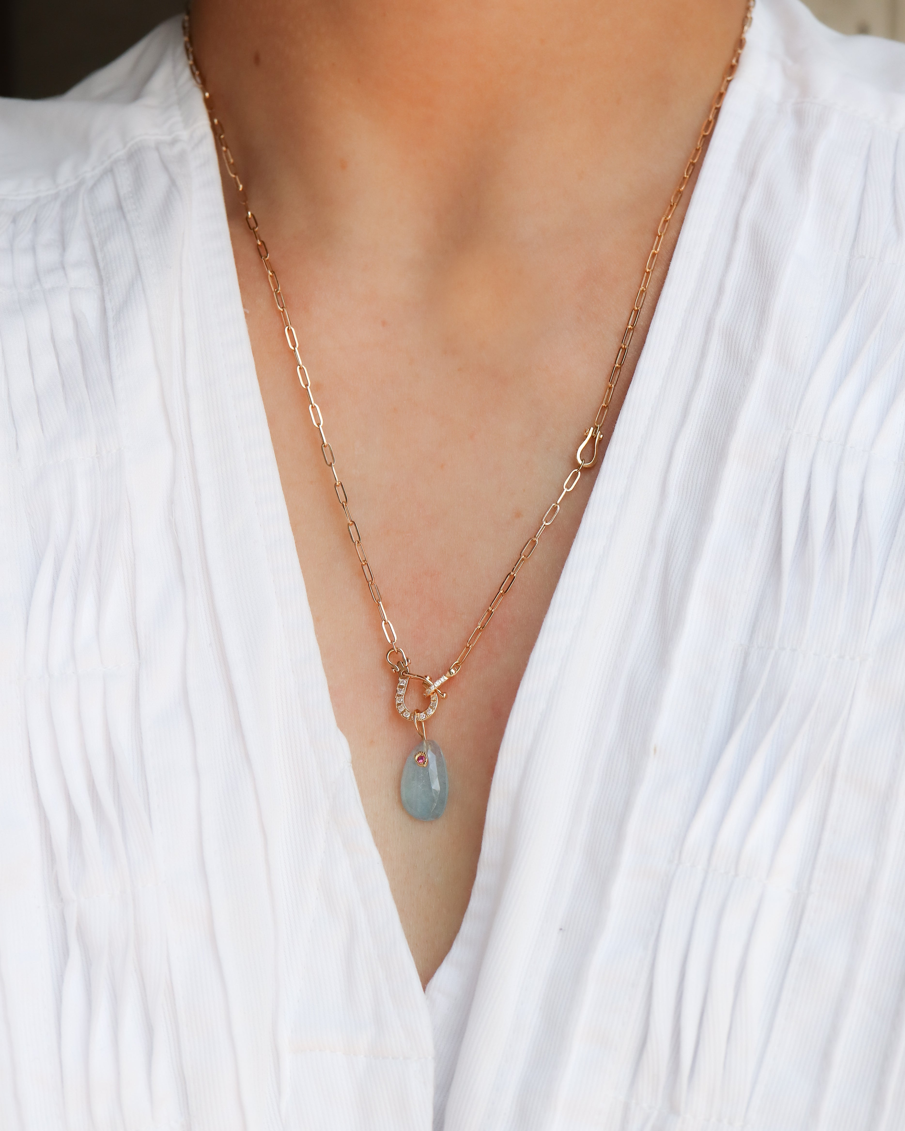 Flat Necklace - Aquamarine -