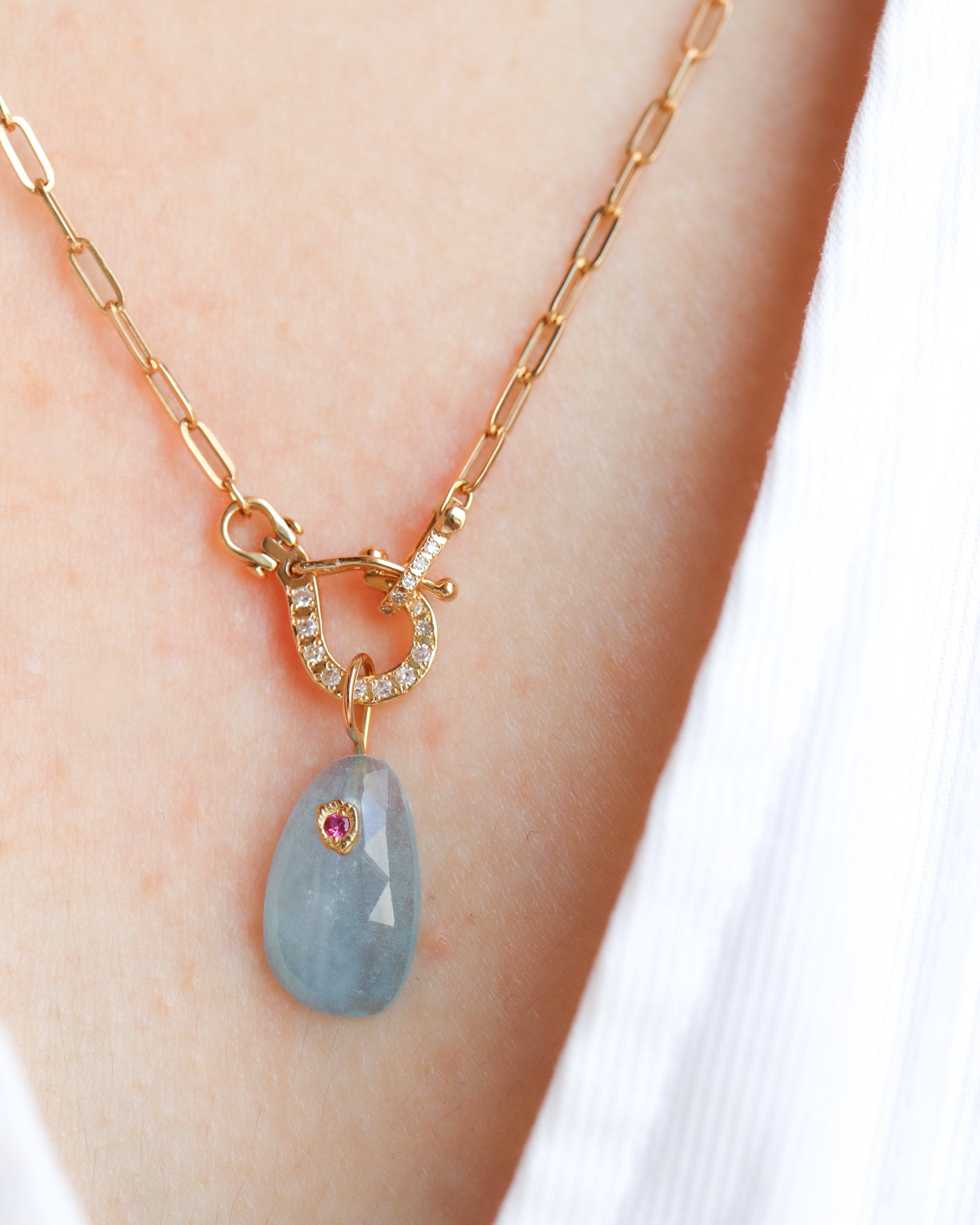 Flat Necklace - Aquamarine -