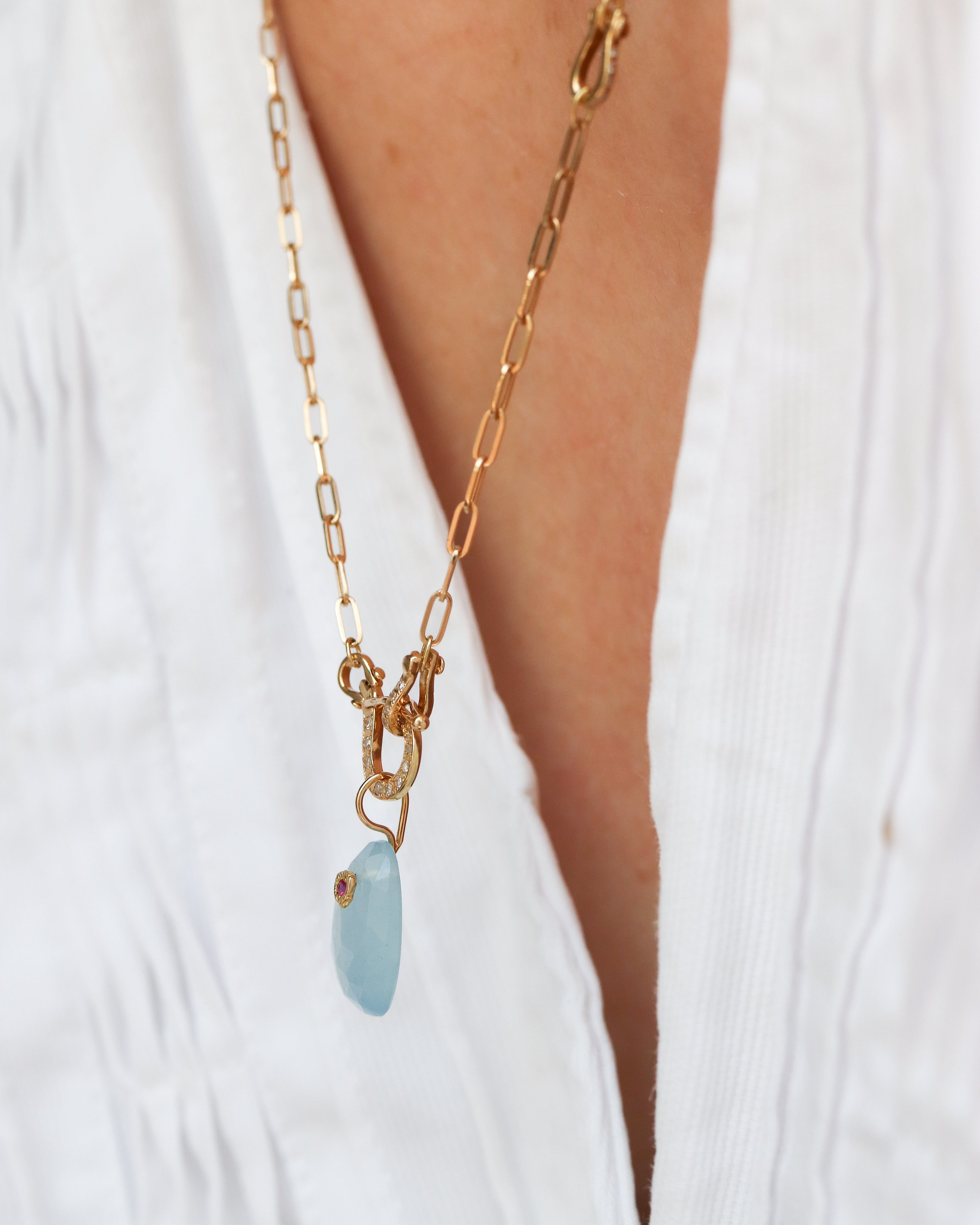 Flat Necklace - Aquamarine -