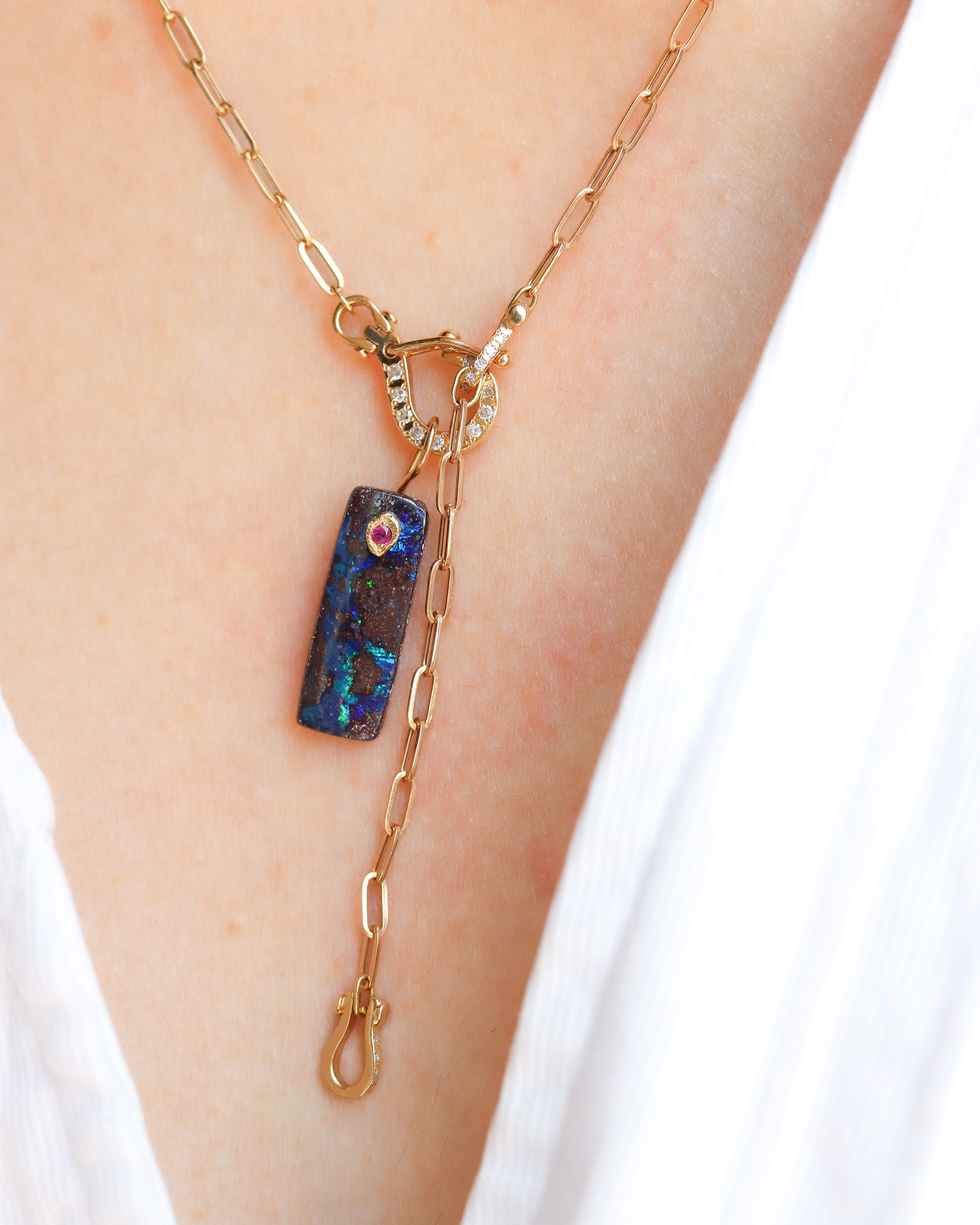 Flat Necklace - Boulder Opal -