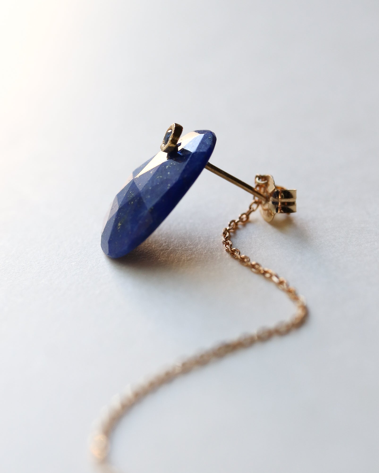 Flat Pierced Earrings - Lapis Lazuli -
