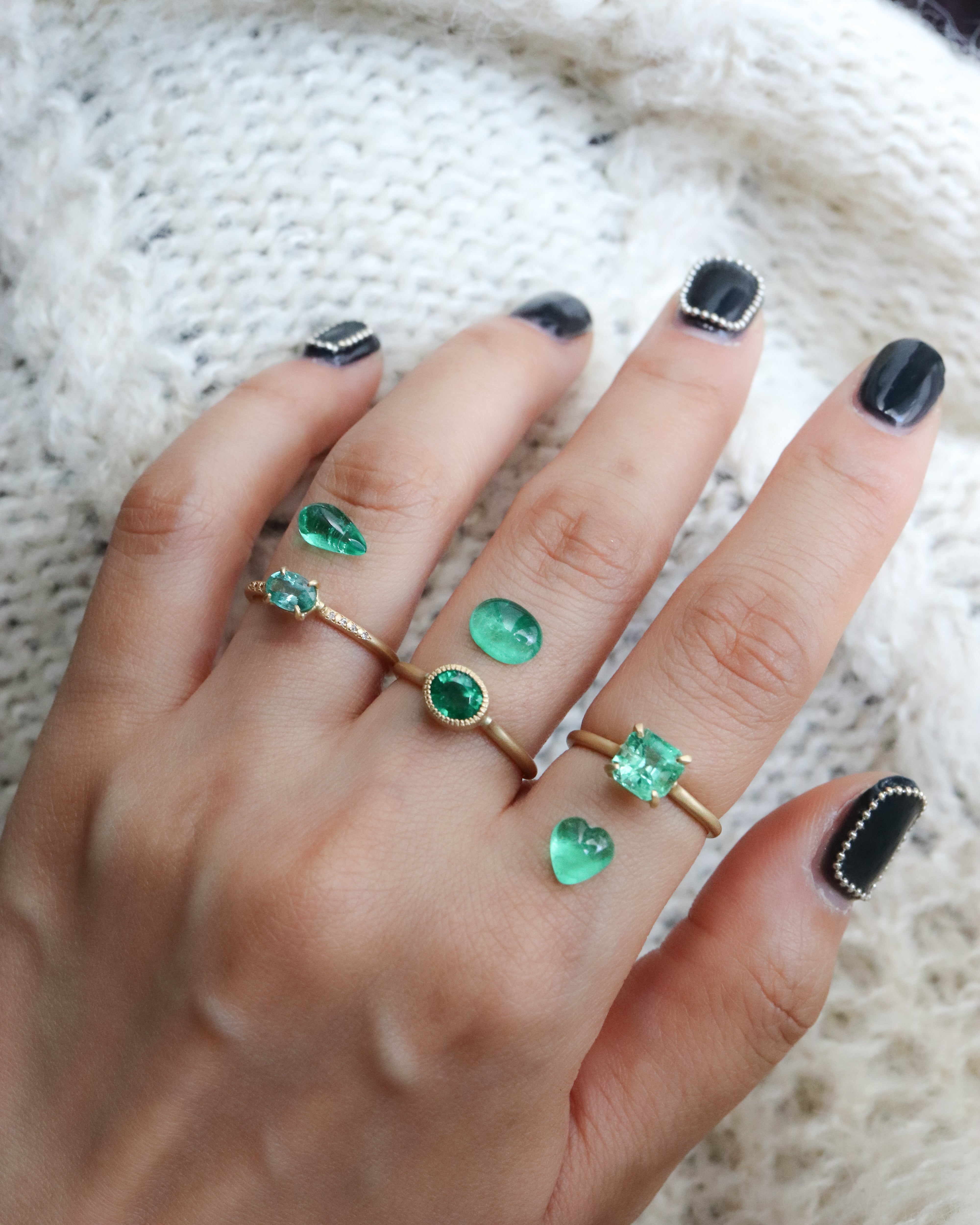 Milgrain Ring - Emerald -