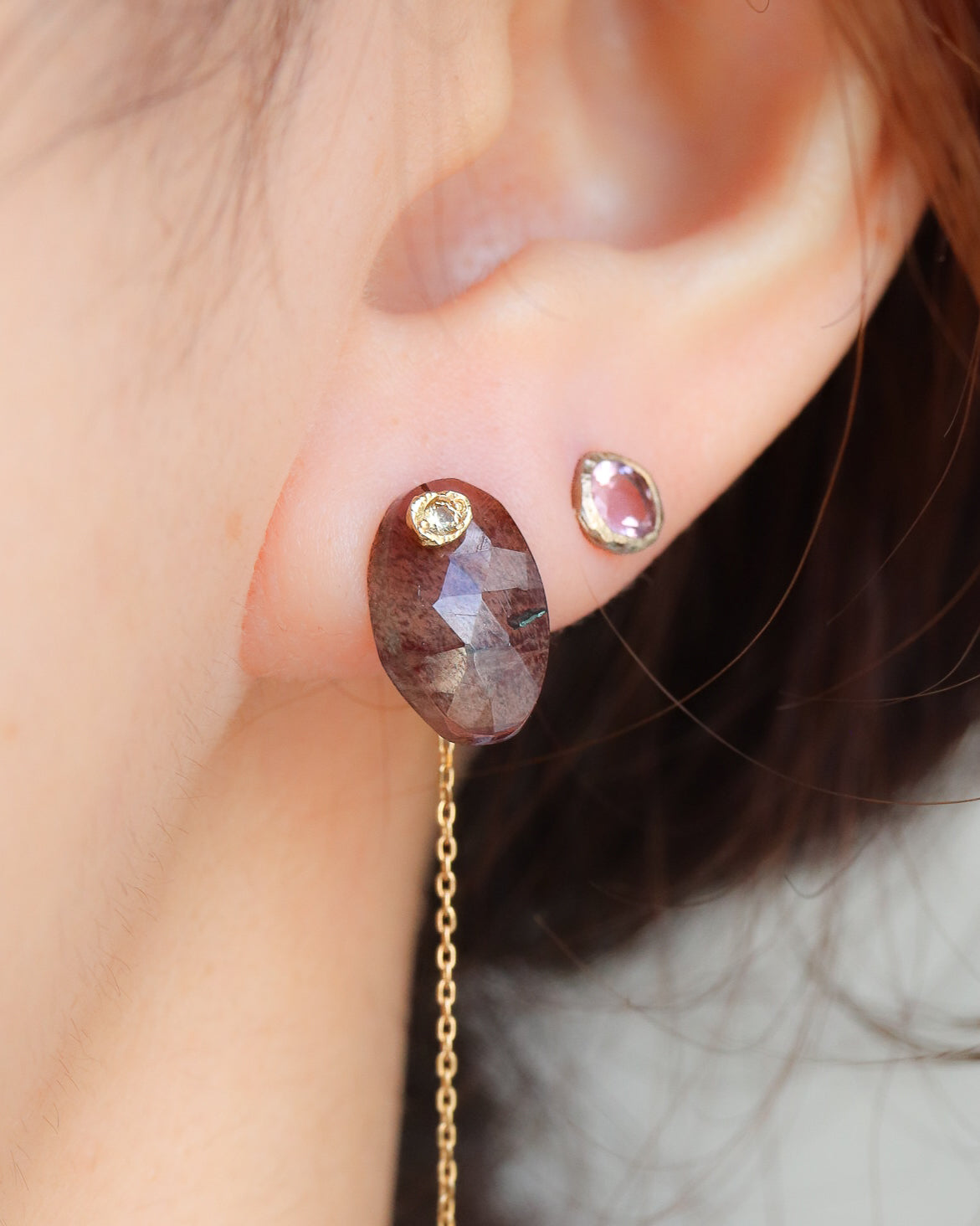 Flat Pierced Earring - Andesine -