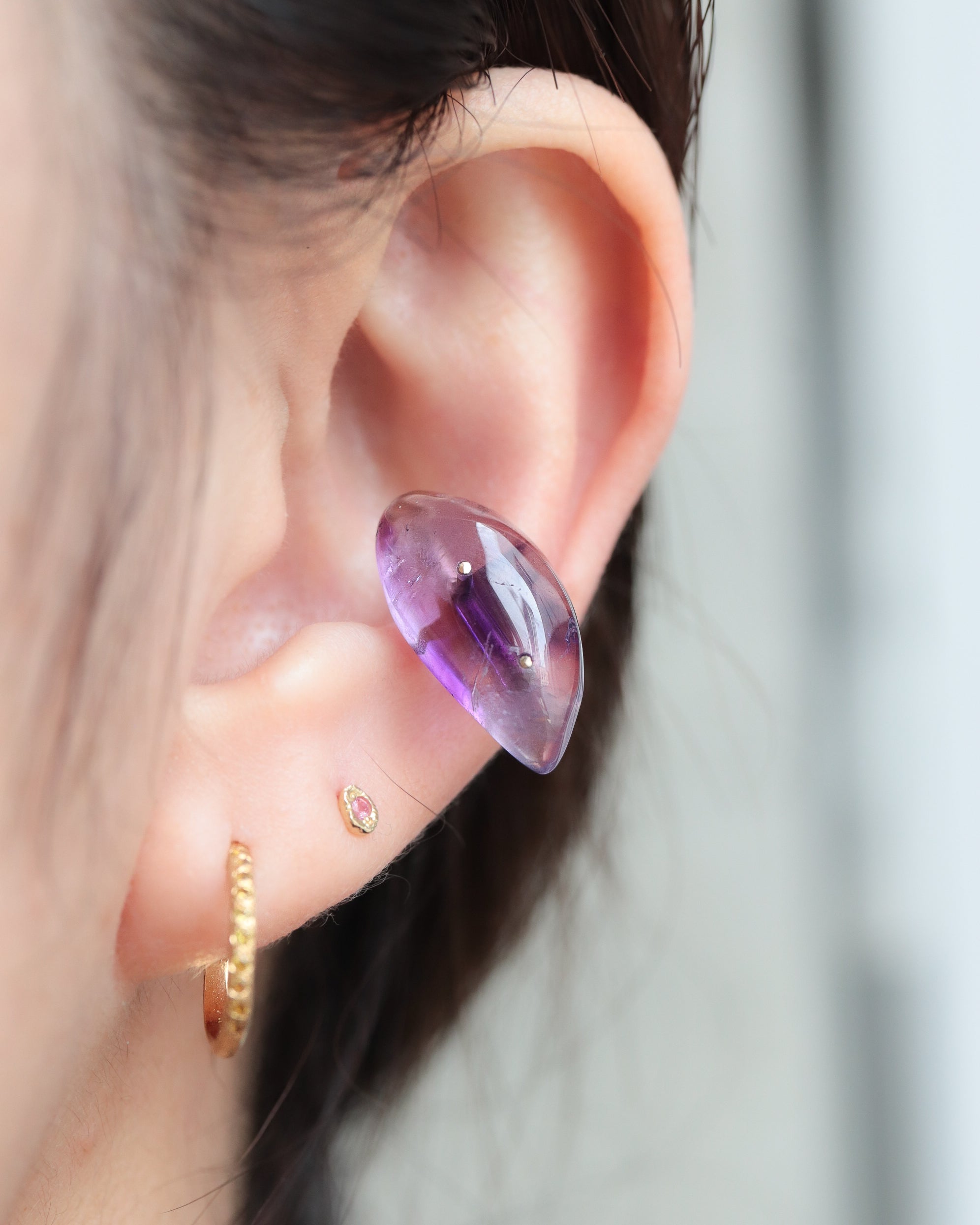 Stone Ear Cuff - Amethyst -