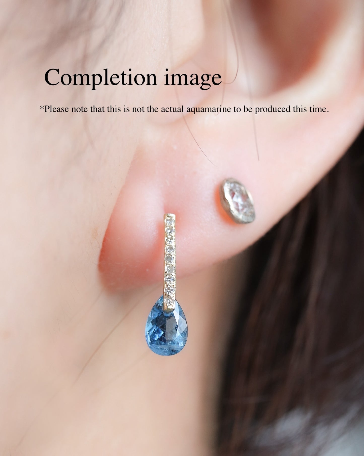 【Exclusive for customer order】Hibiki Stone Pierced Earring - Aquamarine / Diamond -