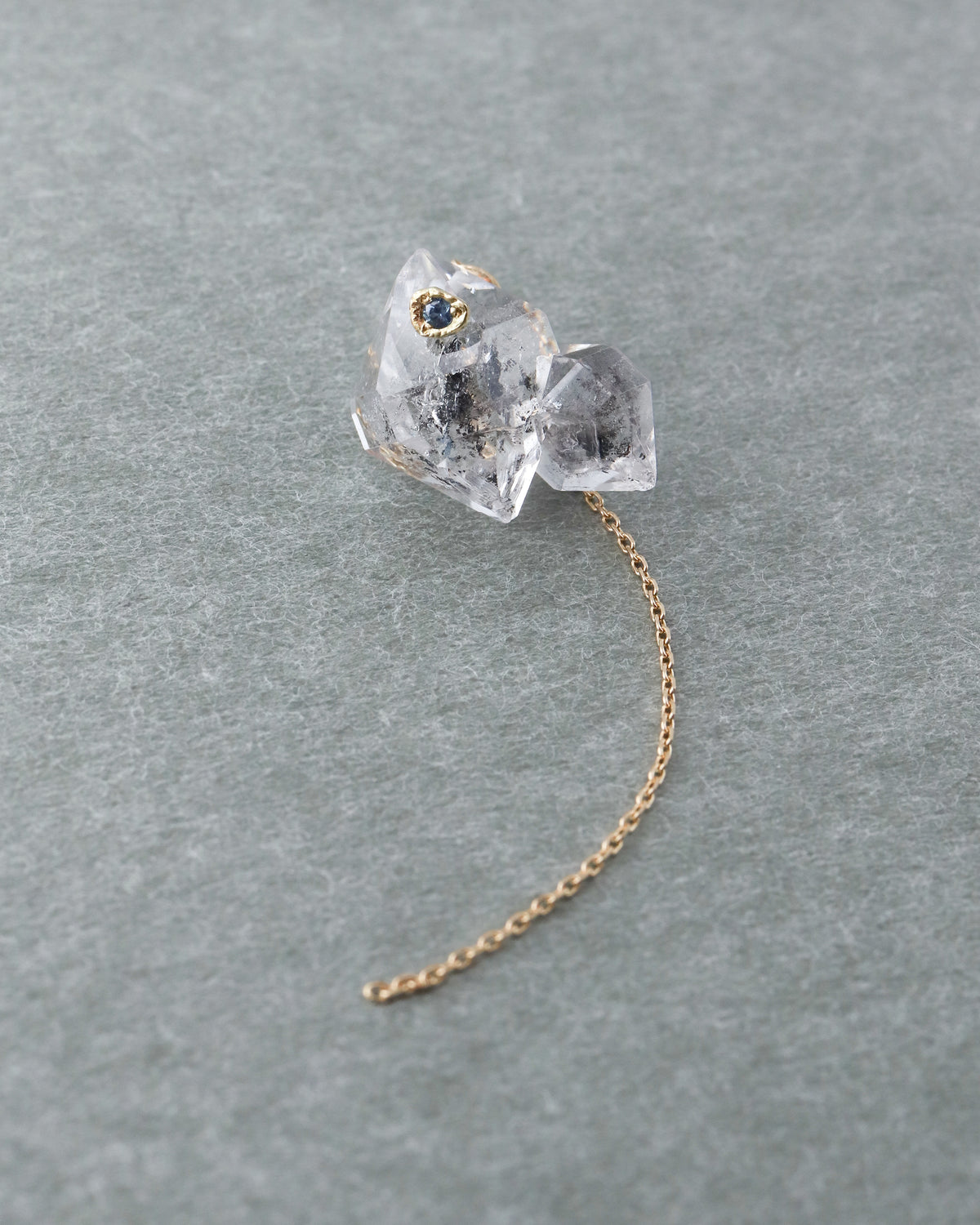 Flat Pierced Earring - Diamond Quartz -