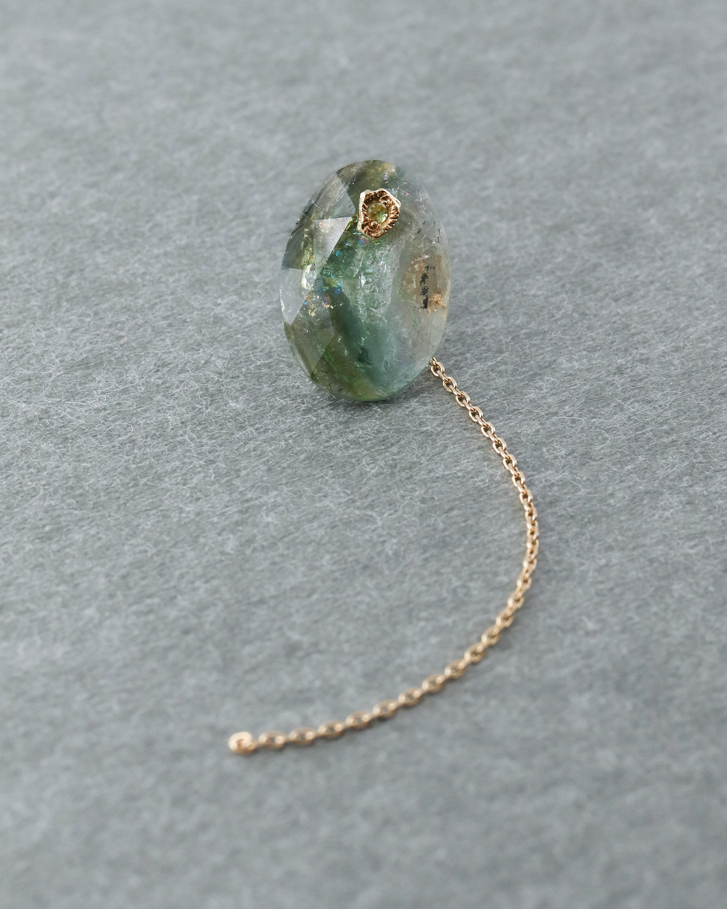 Flat Pierced Earring - Bicolor Tourmaline -