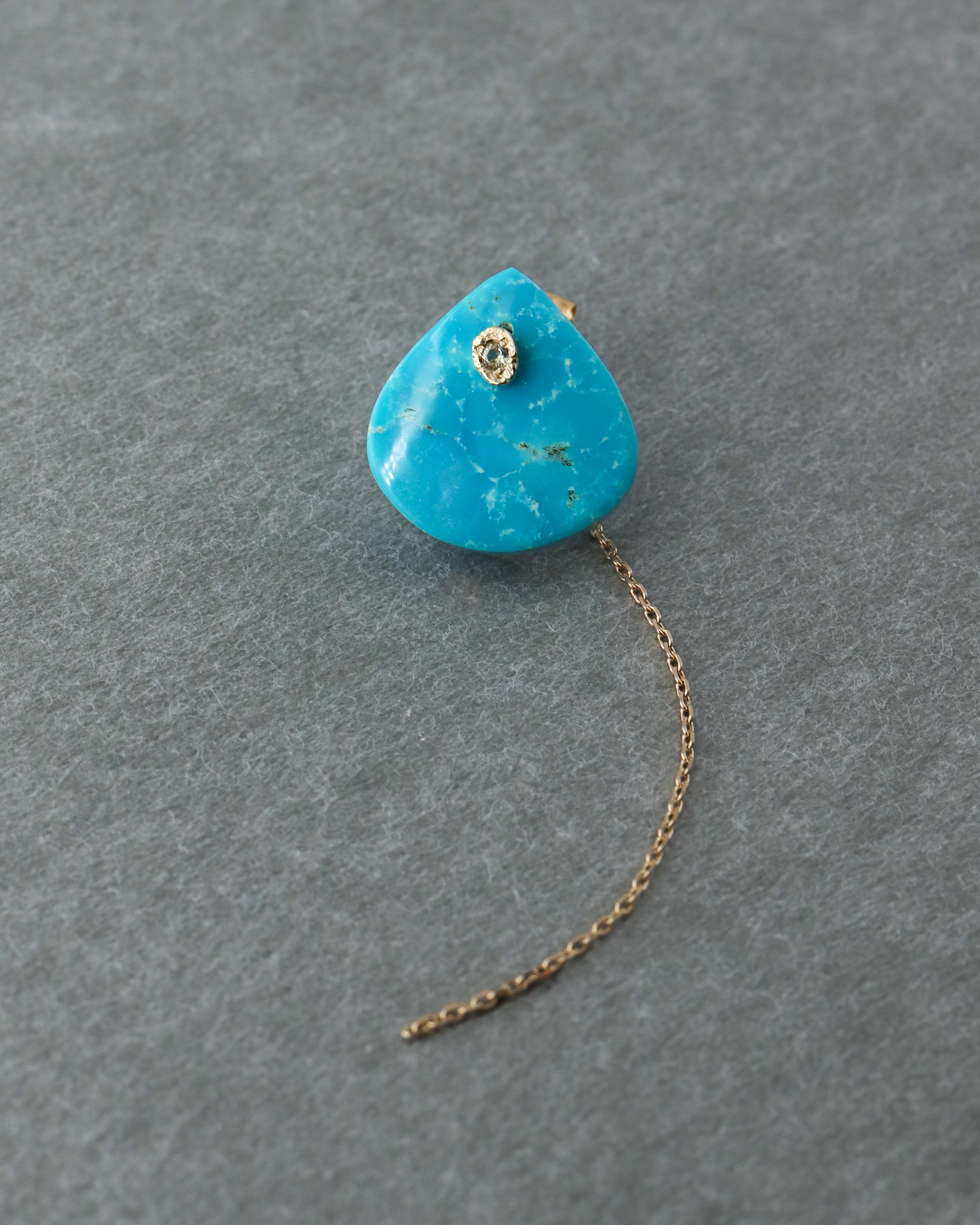 Flat Pierced Earring - Turquoise -