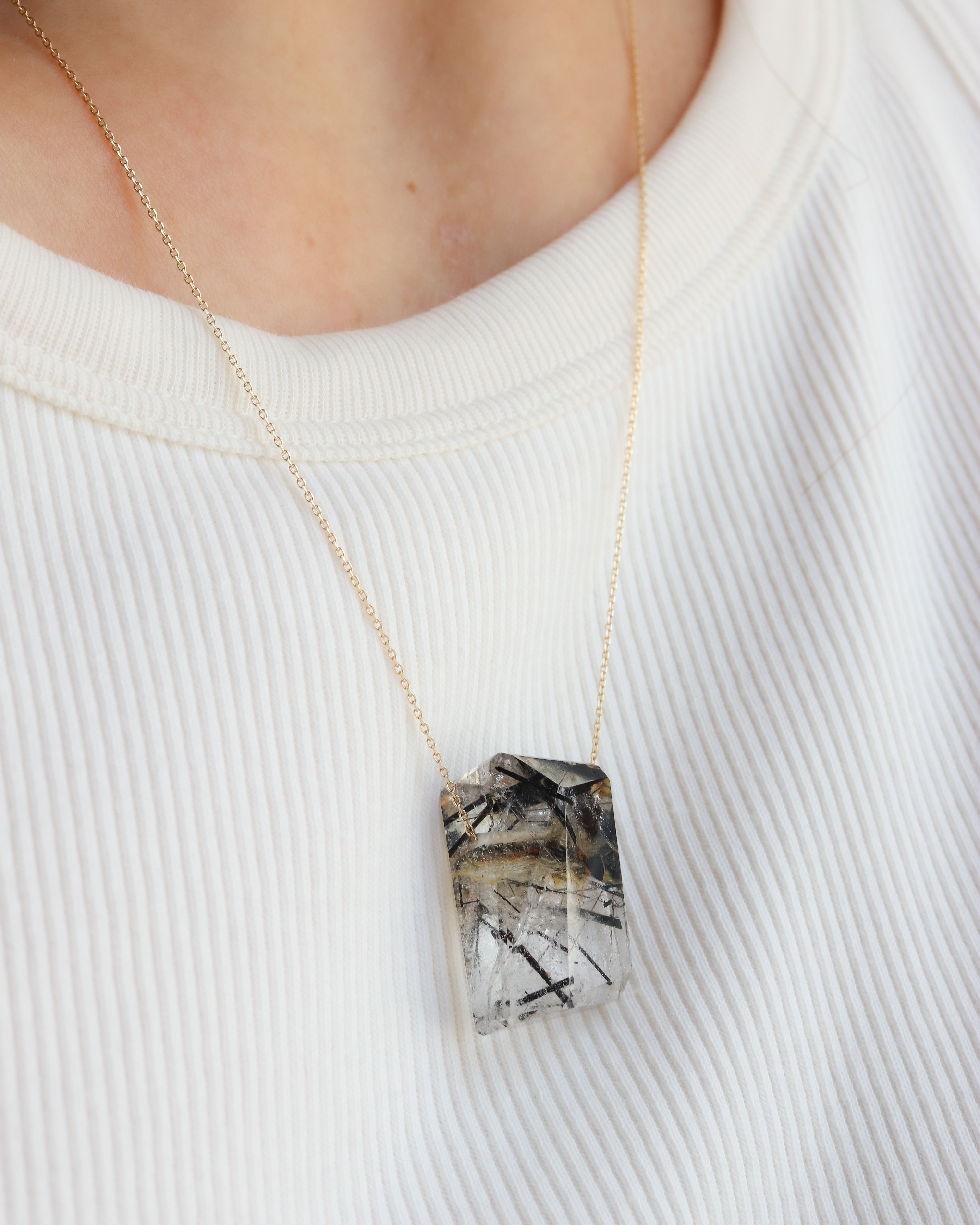 Rock Necklace - Tourmalinated Quartz -