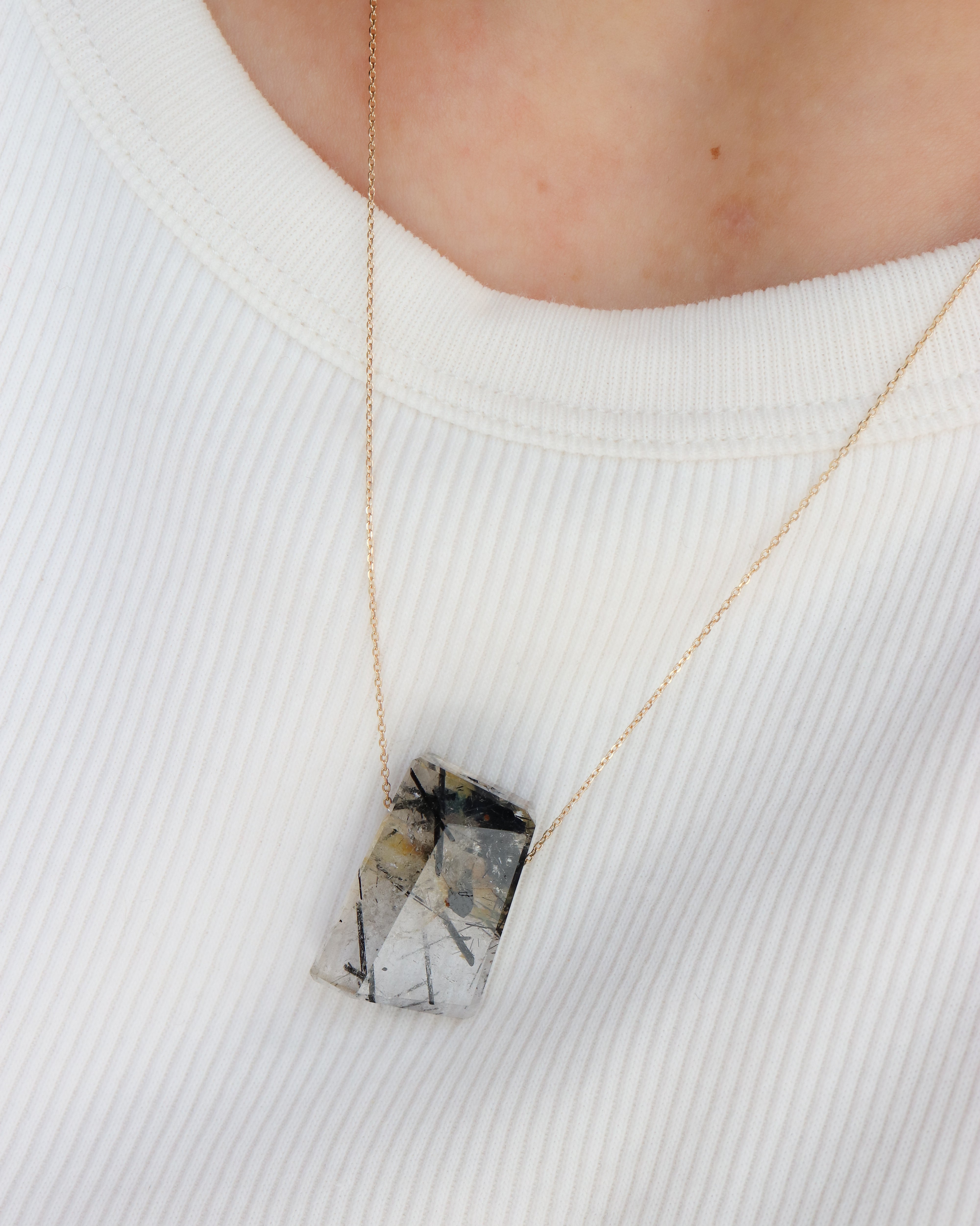 Rock Necklace - Tourmalinated Quartz -