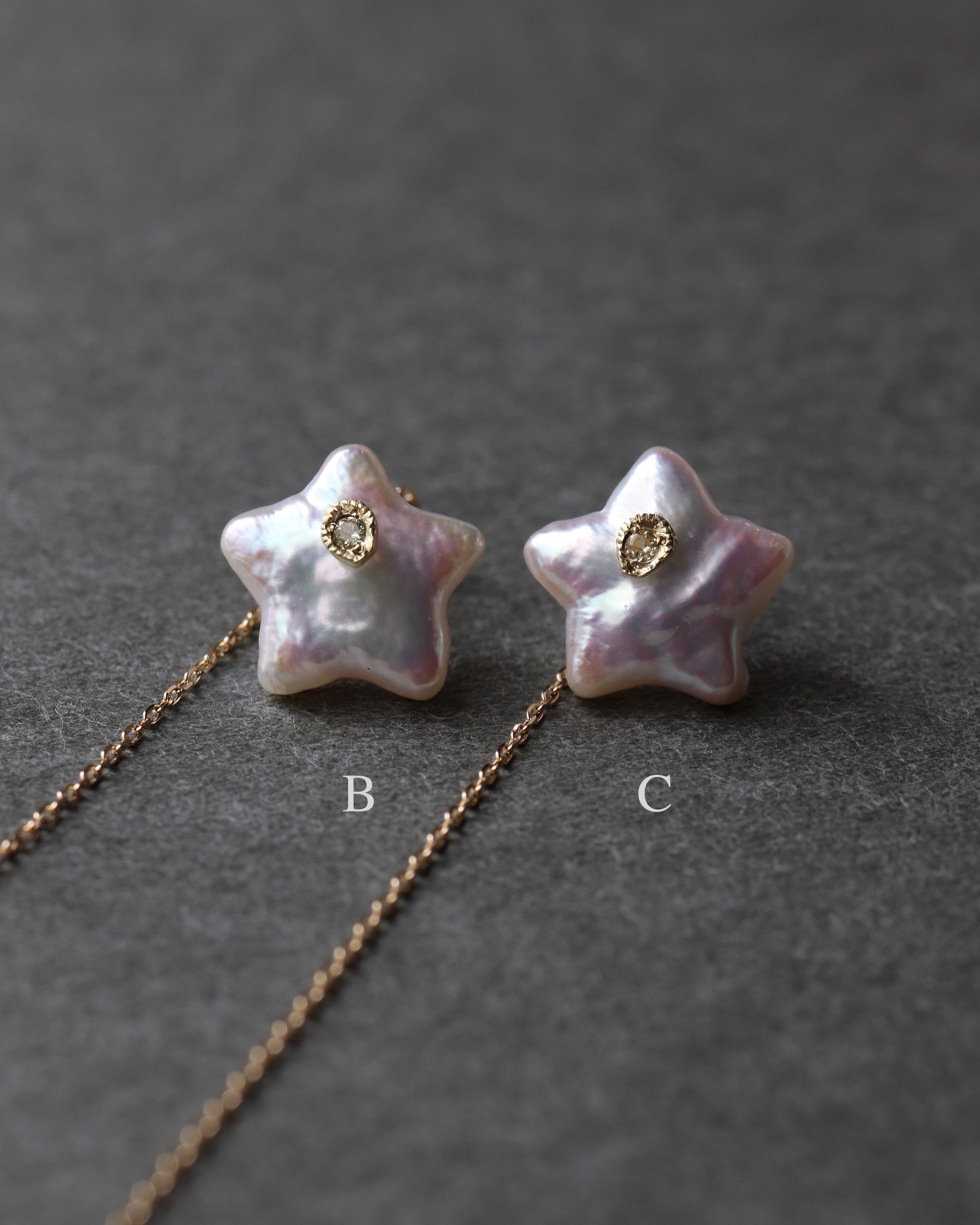 Flat Pierced Earring - Pearl - C