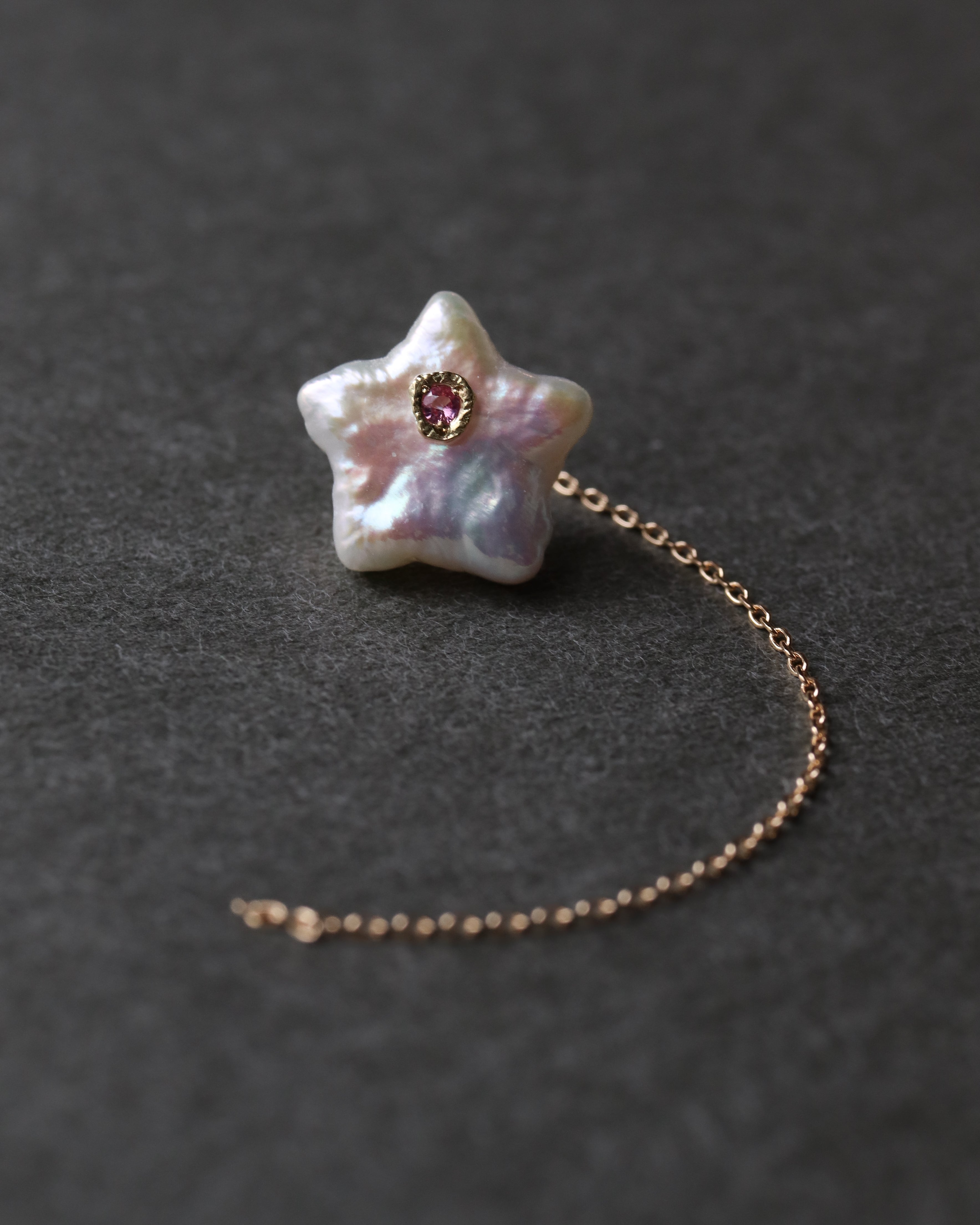 Flat Pierced Earring - Pearl - E