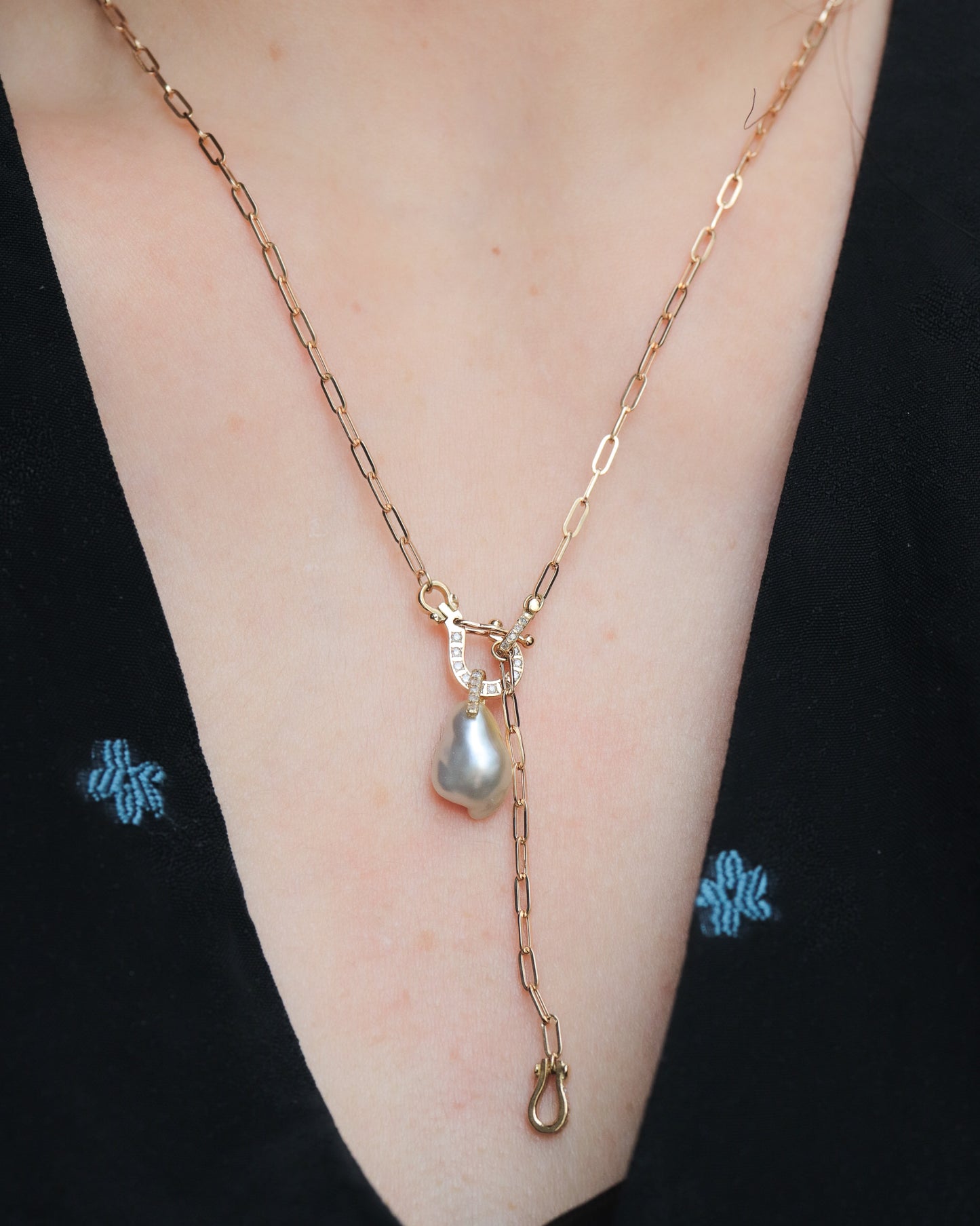 Hibiki Stone Necklace - Keshi Pearl / Diamond -