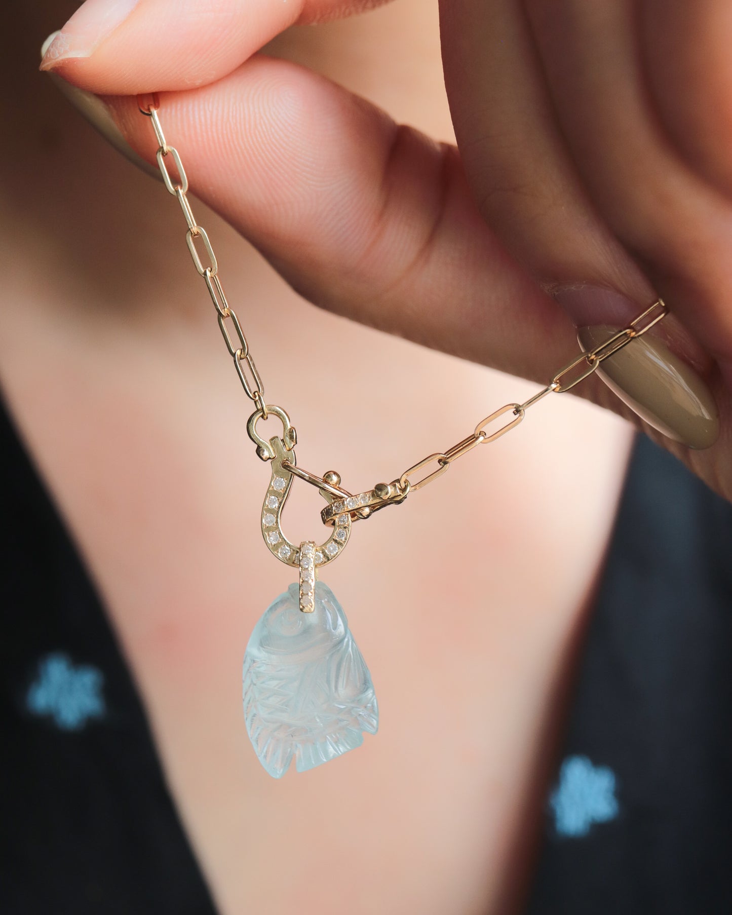 Hibiki Stone Necklace - Aquamarine -