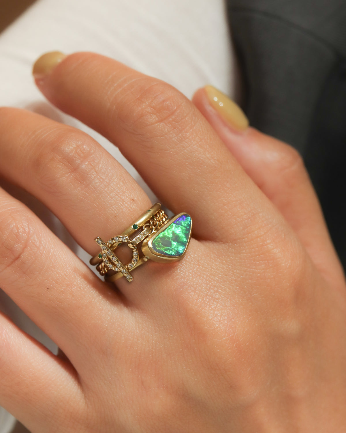 Collet Ring - Crystal Black Opal -