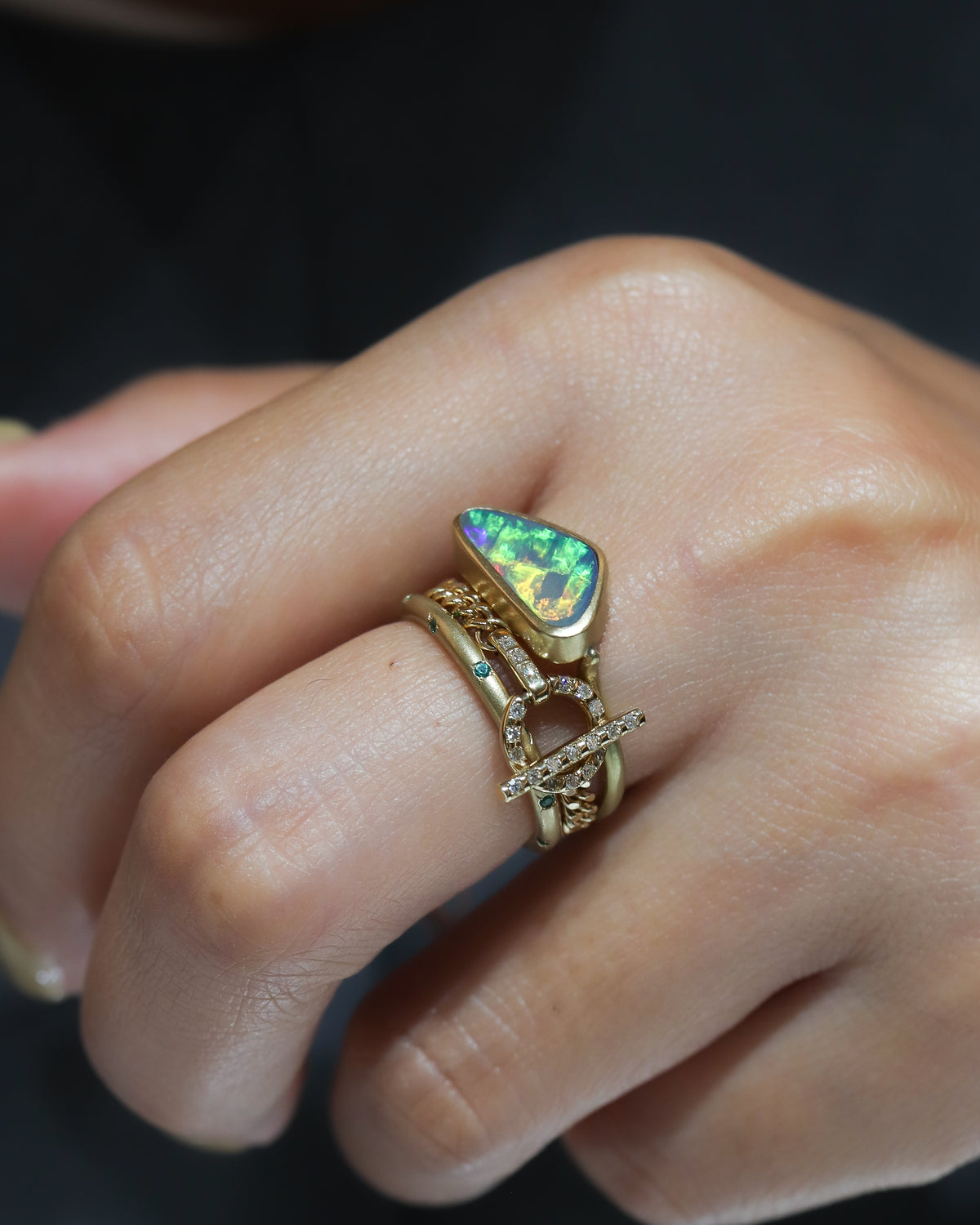 Collet Ring - Crystal Black Opal -
