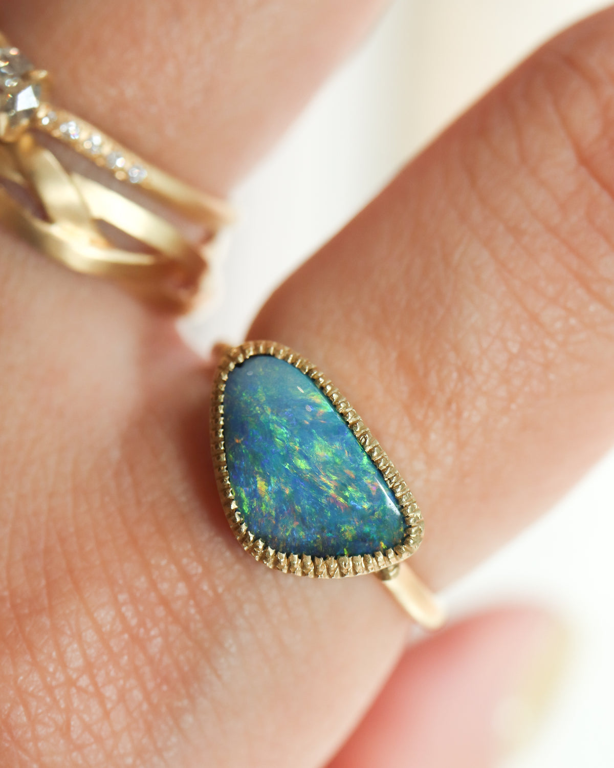 Milgrain Ring - Boulder Opal -