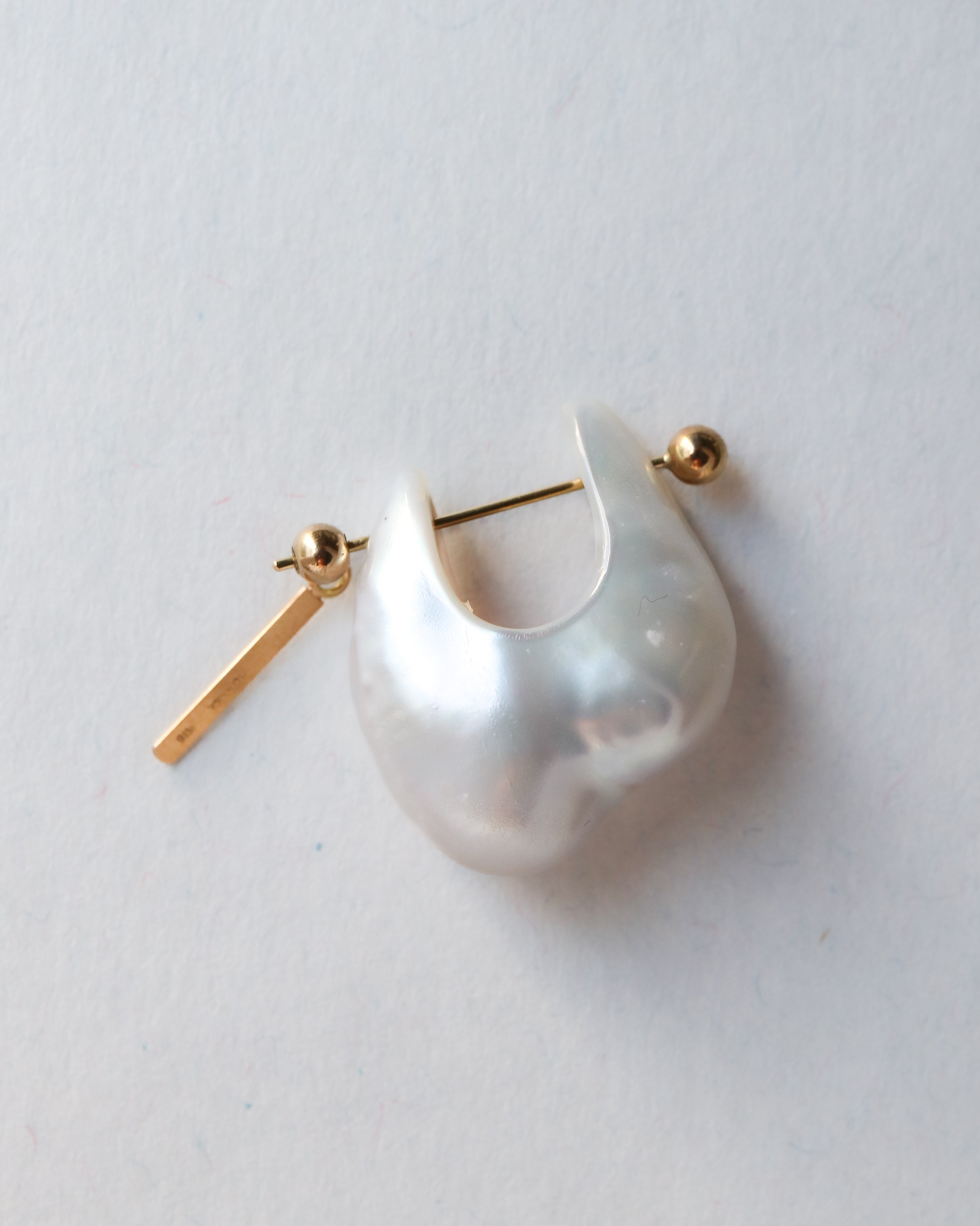 Rock Pierced Earring - Freshwater Baroque Pear / B-